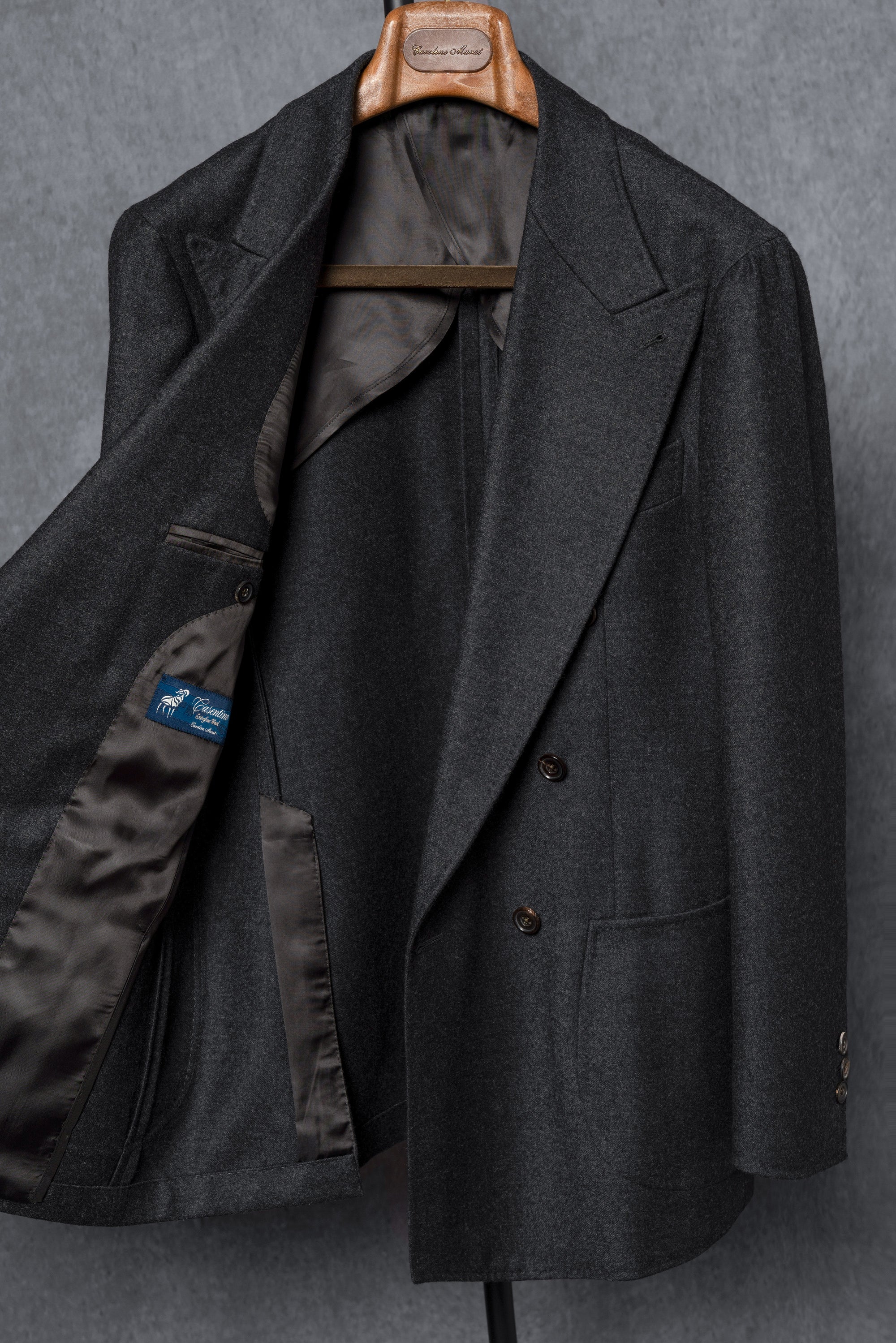 MTO Charcoal Worsted Flannel Suit #17
