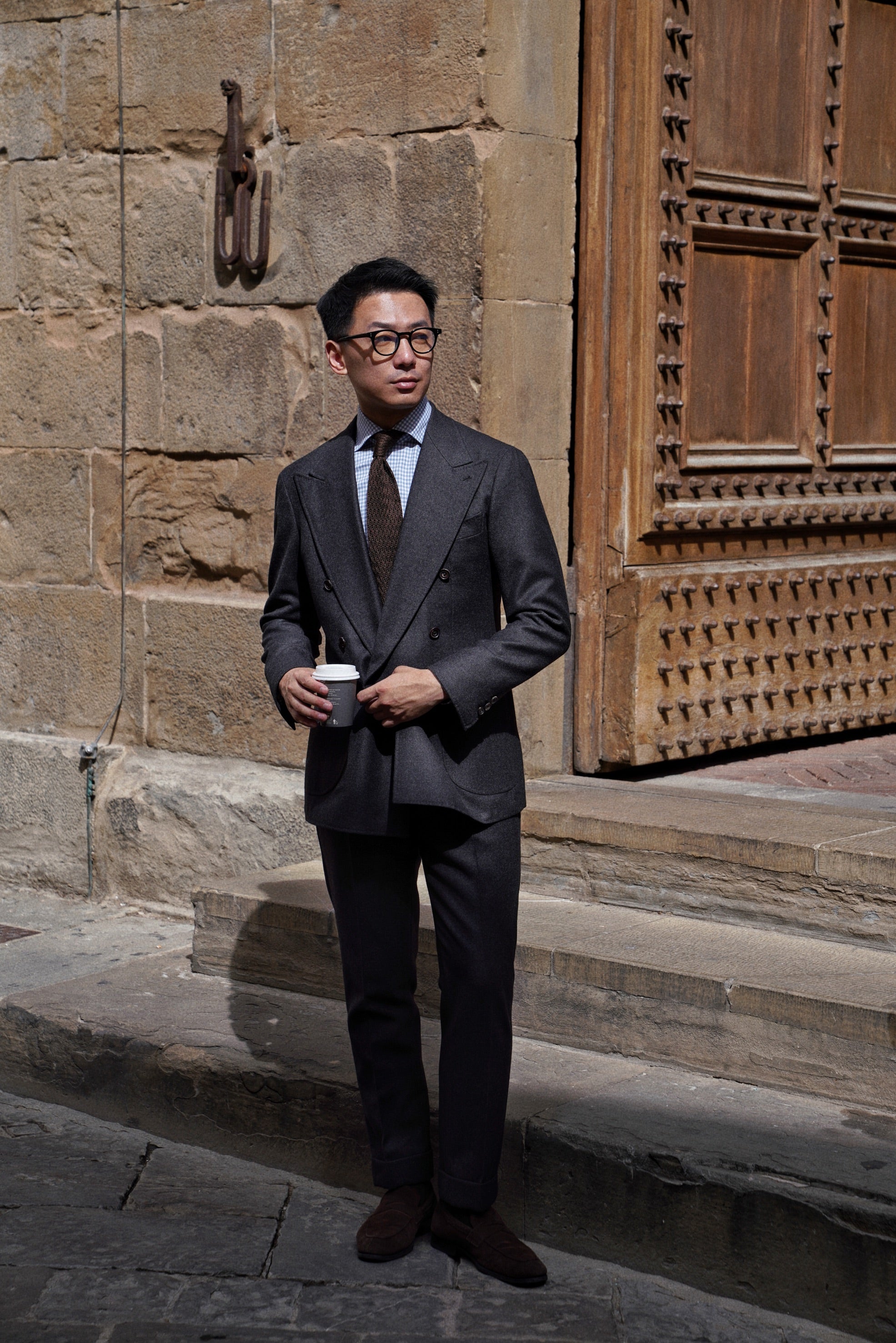 MTO Charcoal Worsted Flannel Suit #17
