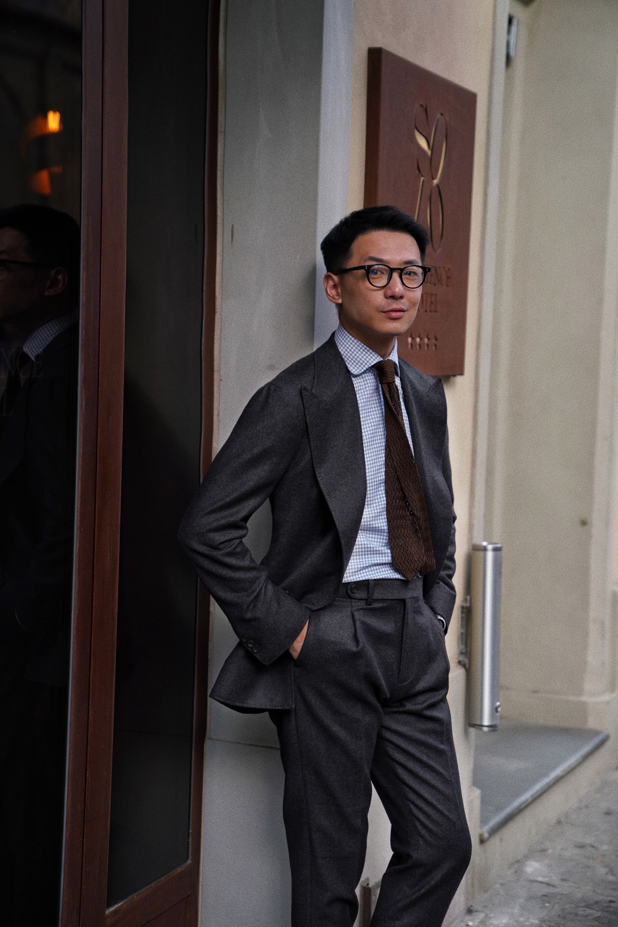 MTO Charcoal Worsted Flannel Suit #17