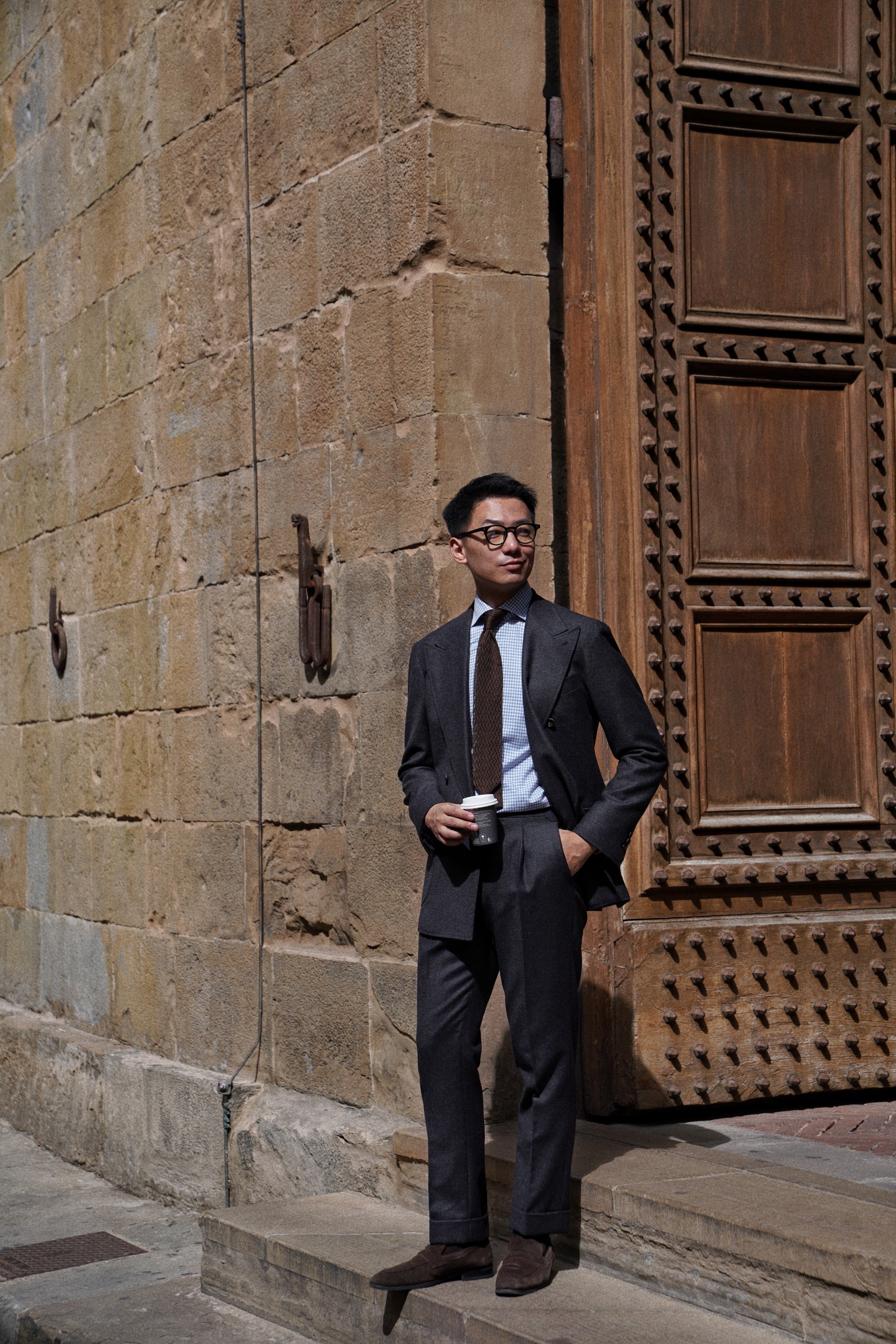 MTO Charcoal Worsted Flannel Suit #17