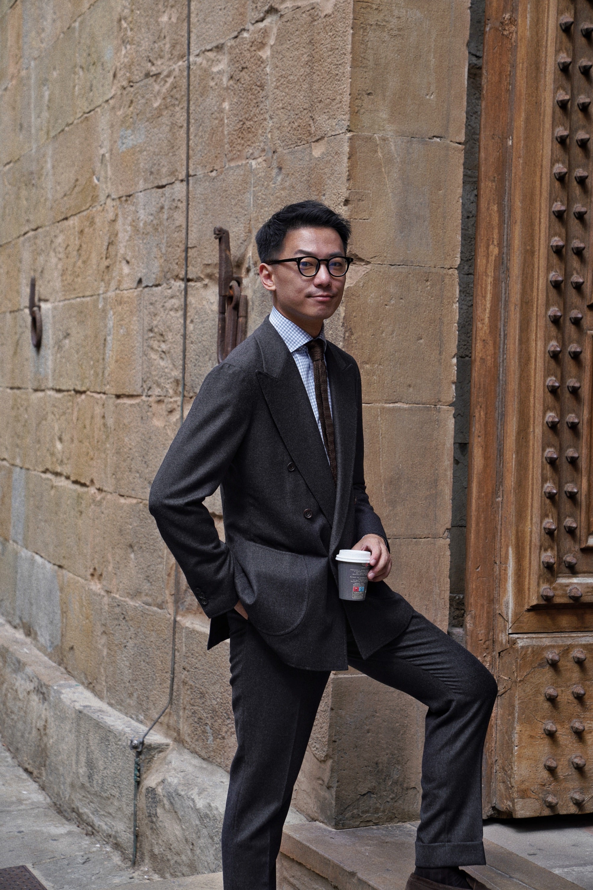 MTO Charcoal Worsted Flannel Suit #17
