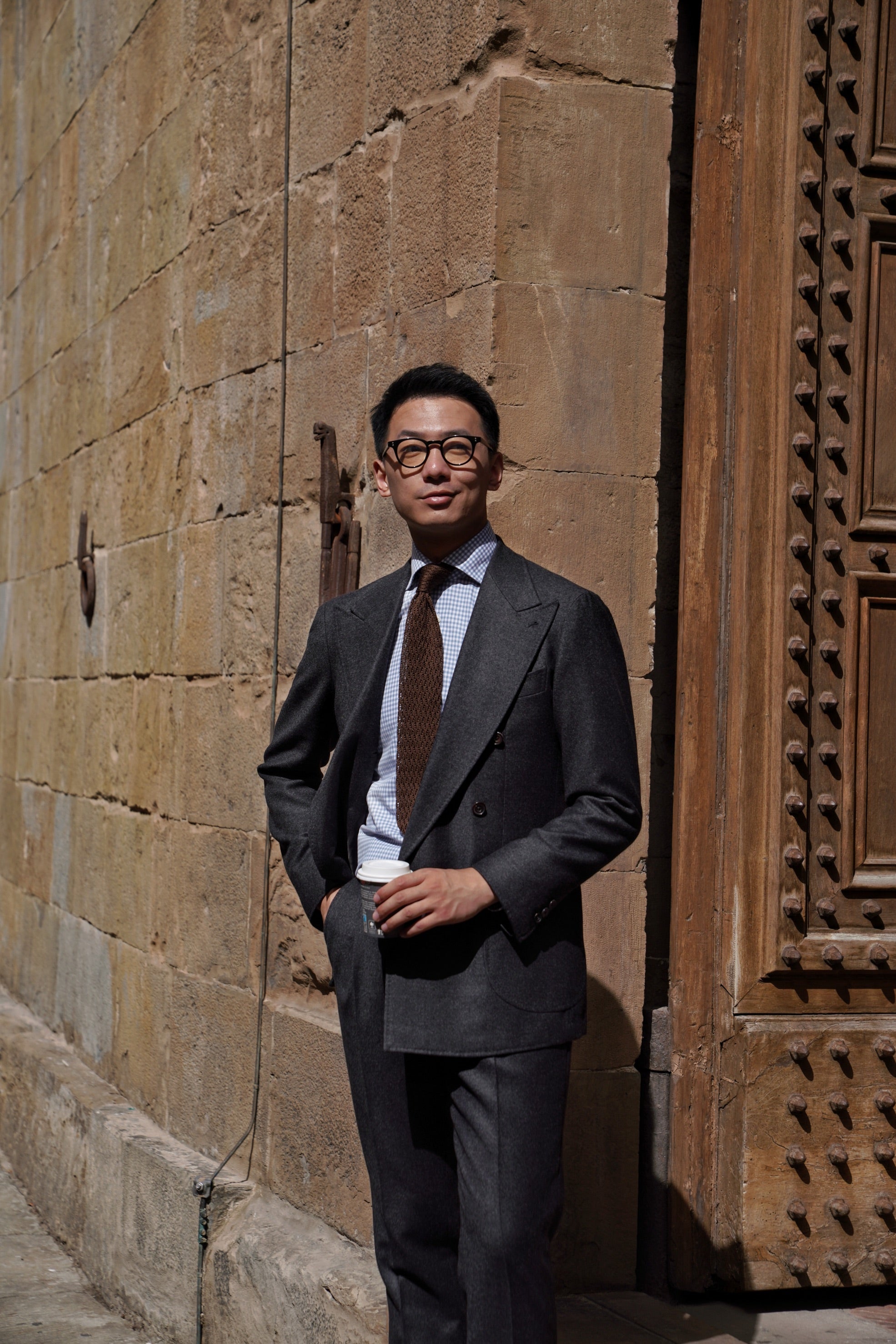 MTO Charcoal Worsted Flannel Suit #17