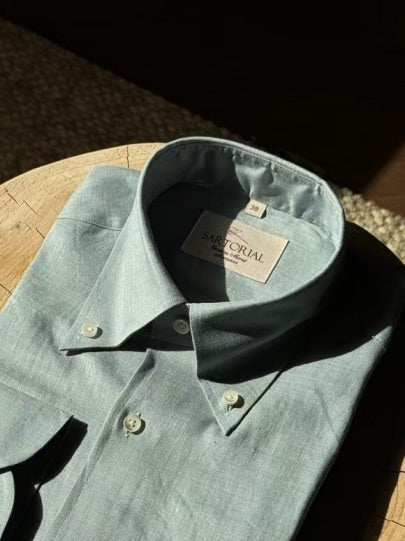 MTO Lemon / Emerald Linen Shirt