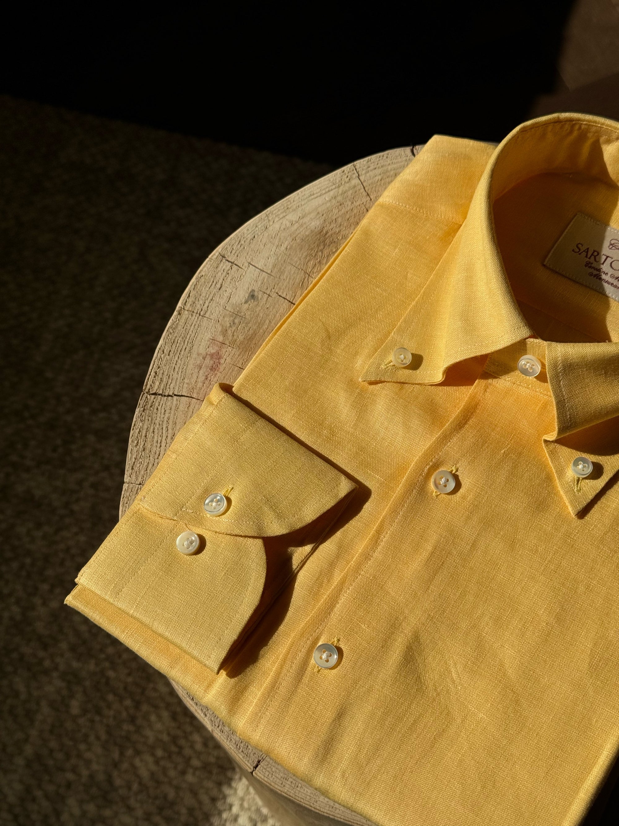MTO Lemon / Emerald Linen Shirt