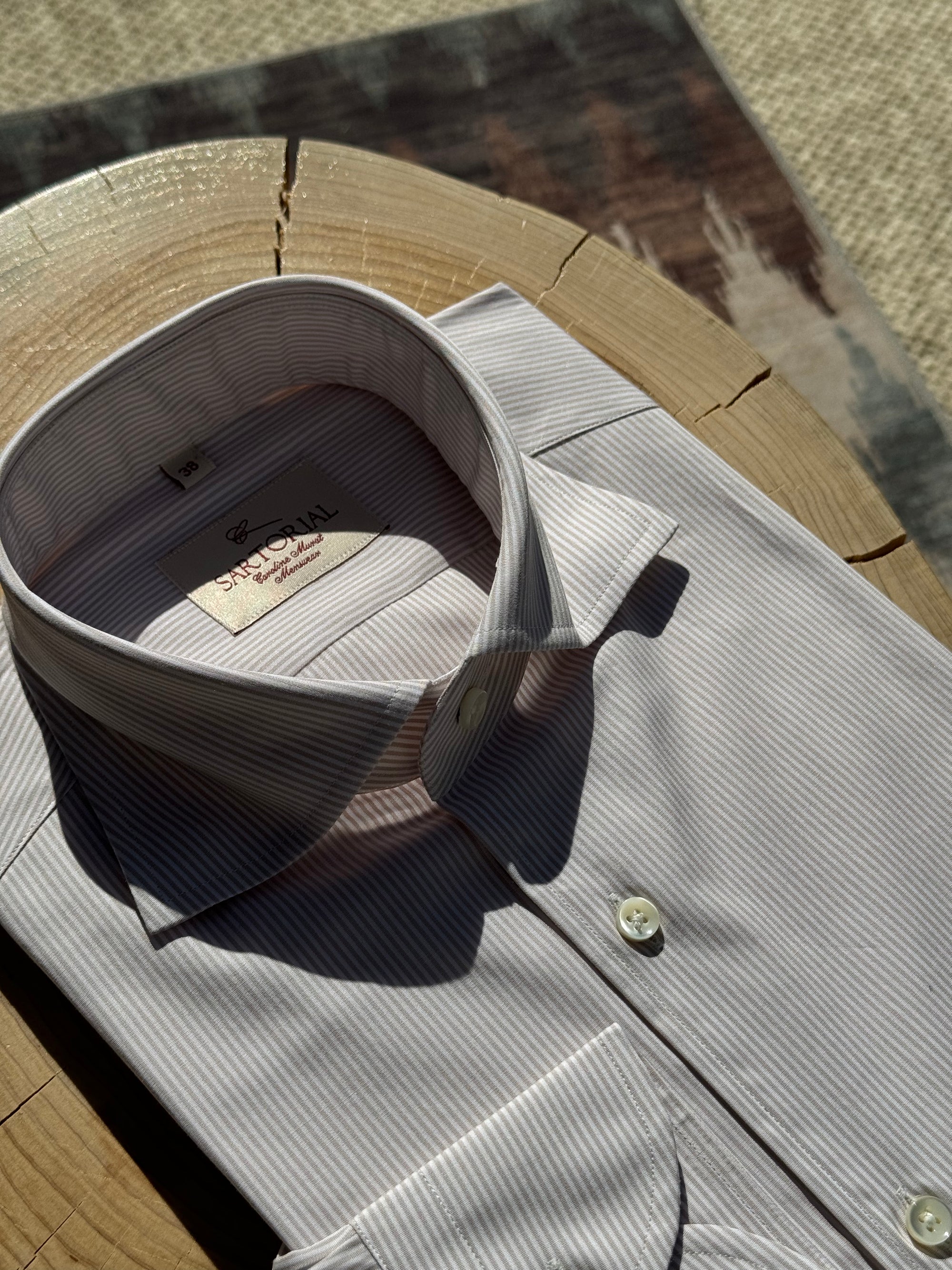 MTO Light Khaki Stripe Shirt