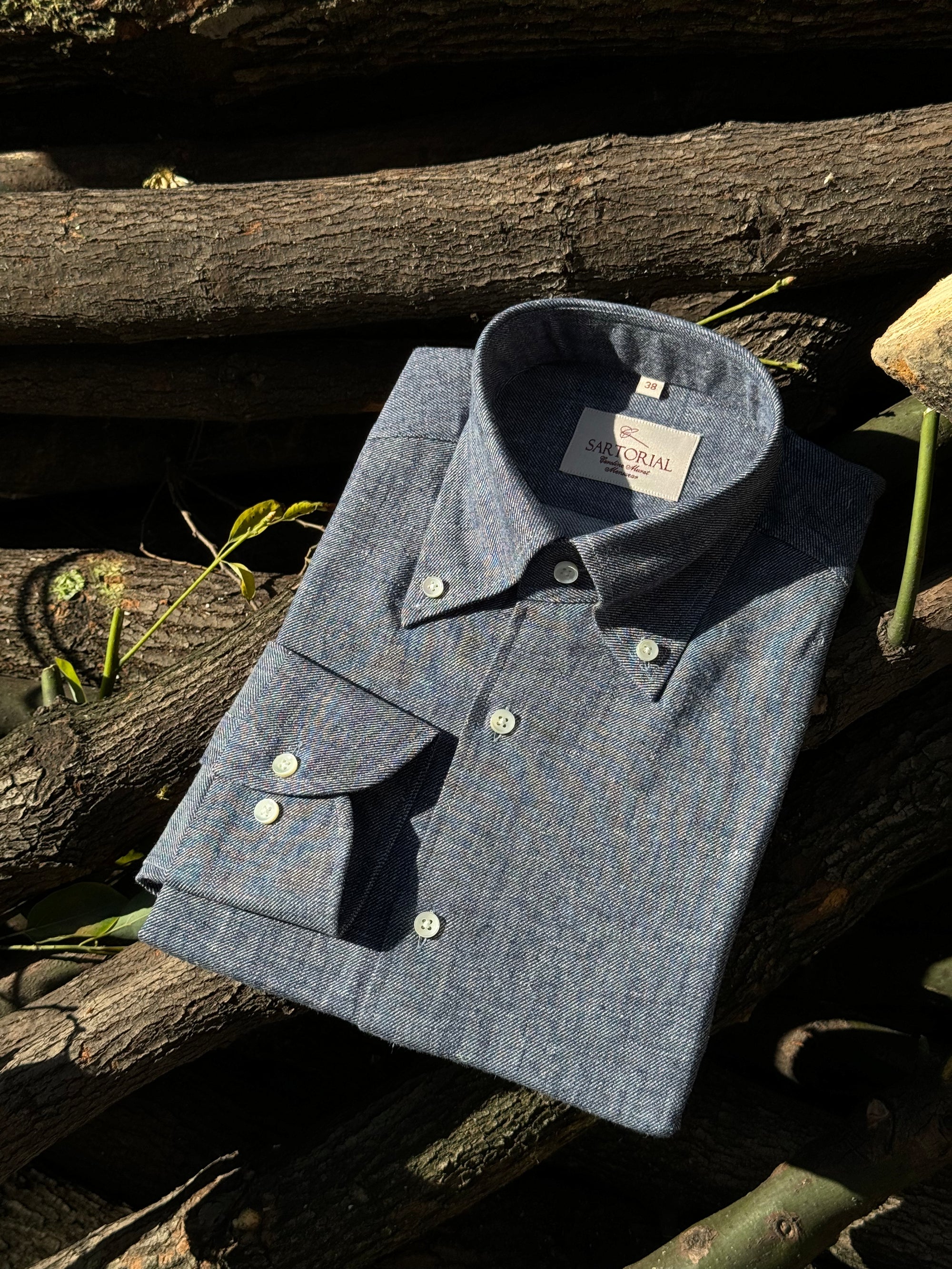 MTO Indigo Cotton Linen Blending Shirt