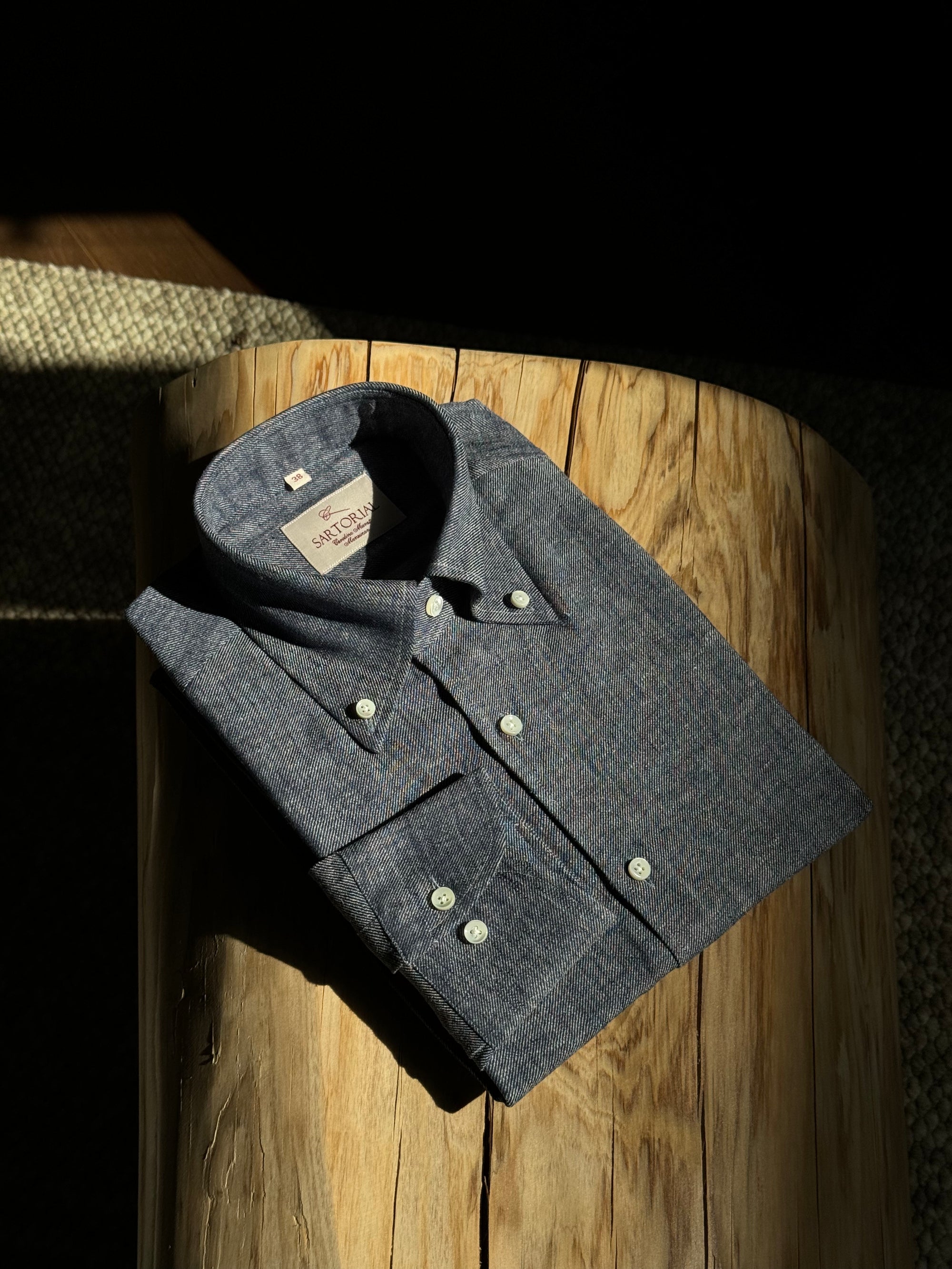 MTO Indigo Cotton Linen Blending Shirt