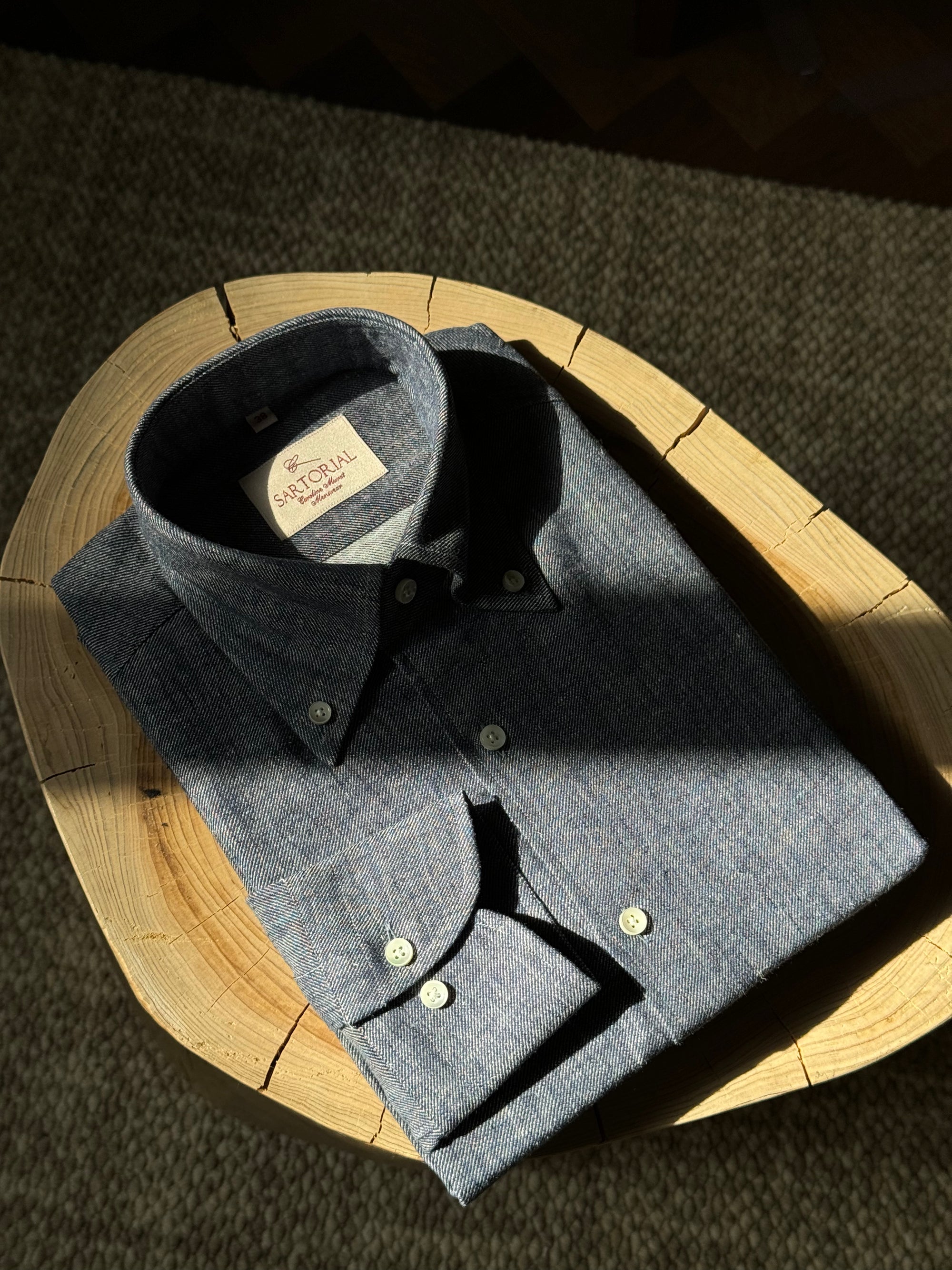 MTO Indigo Cotton Linen Blending Shirt