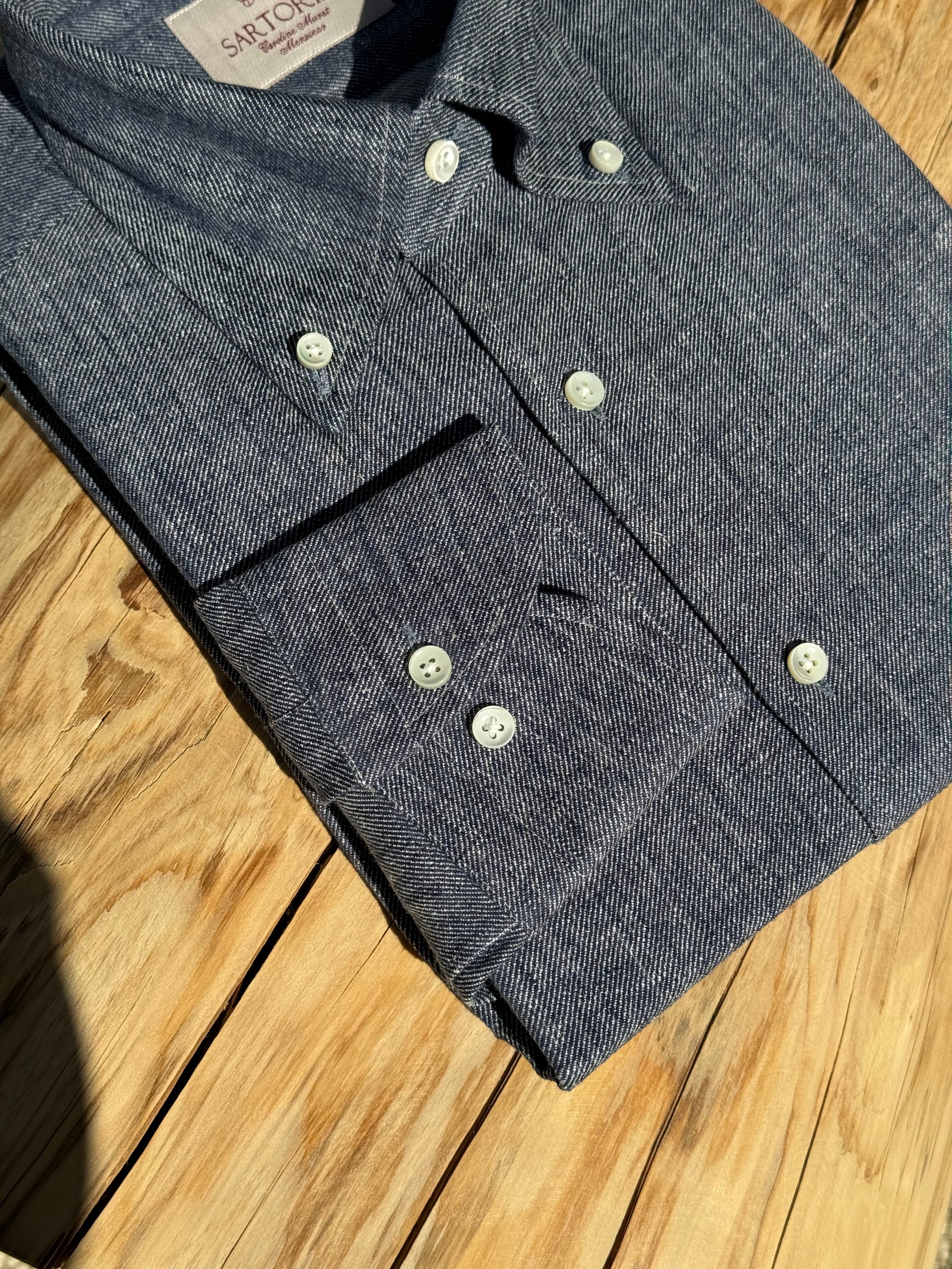 MTO Indigo Cotton Linen Blending Shirt