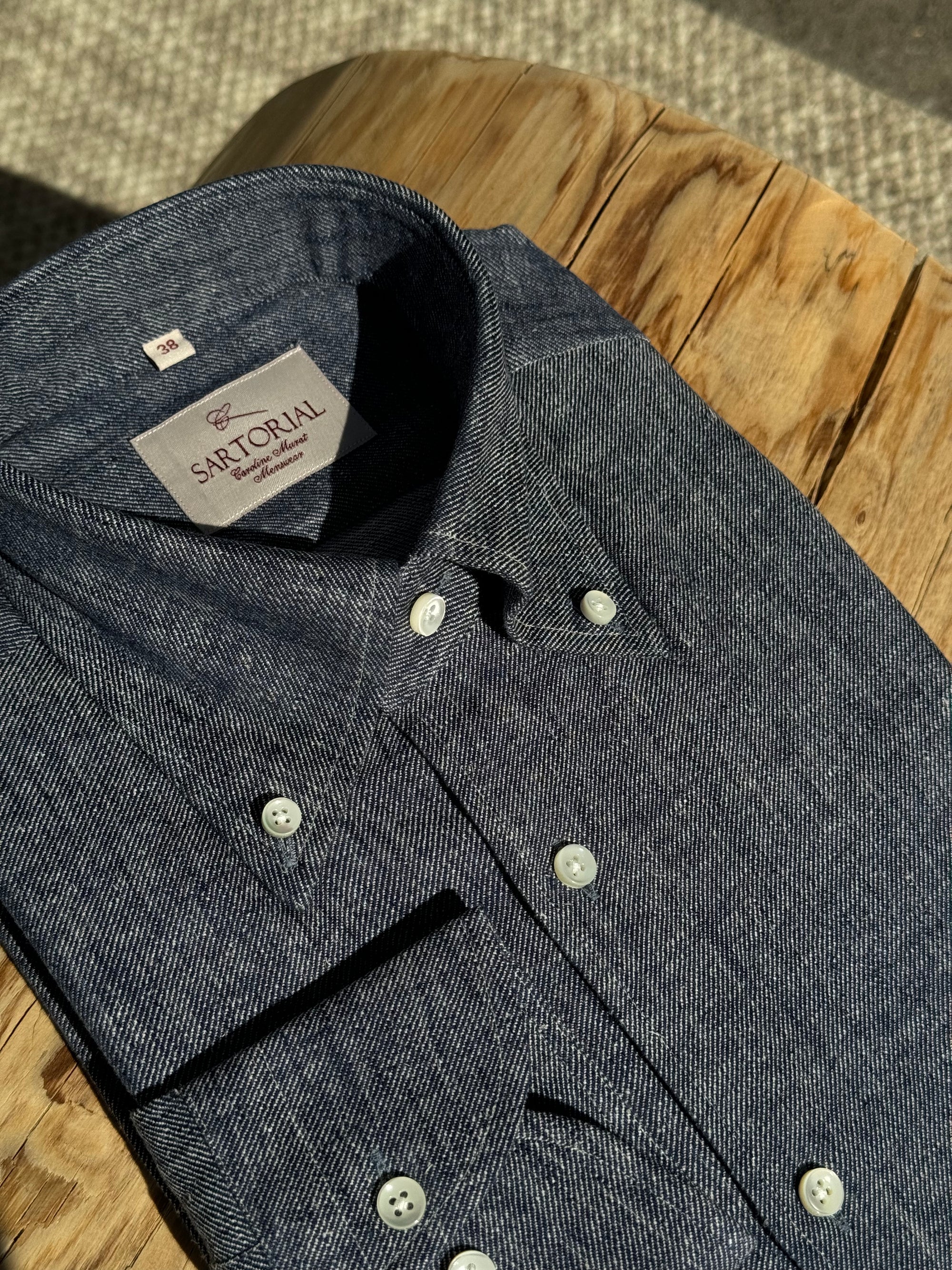 MTO Indigo Cotton Linen Blending Shirt