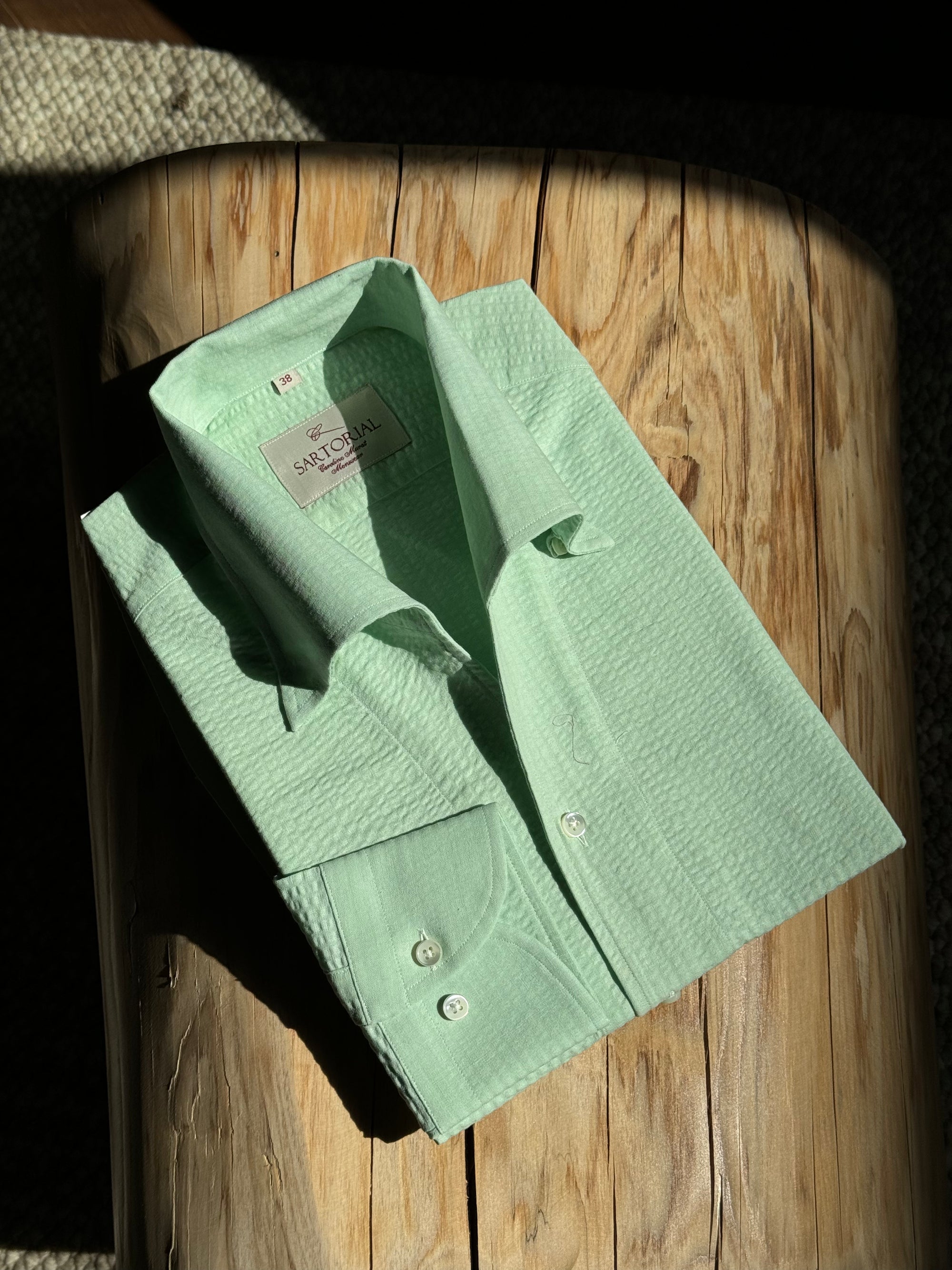 MTO Mint Seersucker Shirt #446