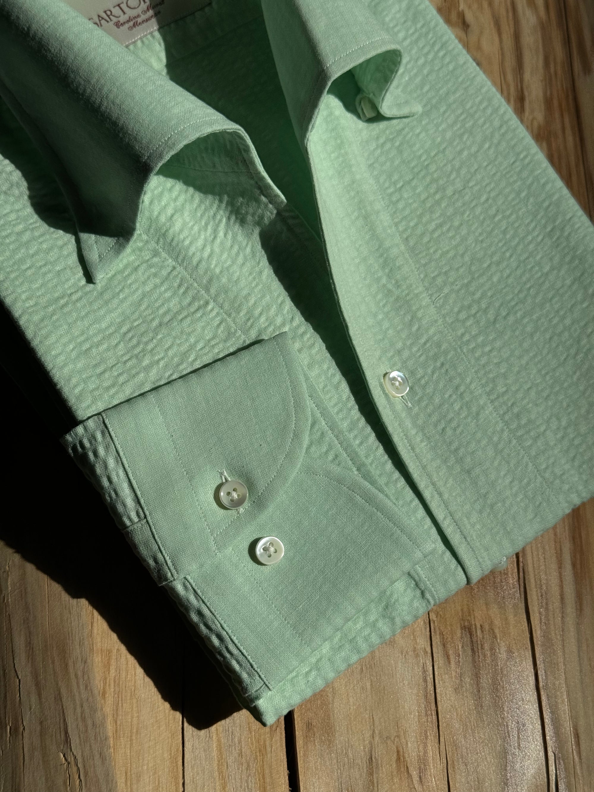 MTO Mint Seersucker Shirt #446
