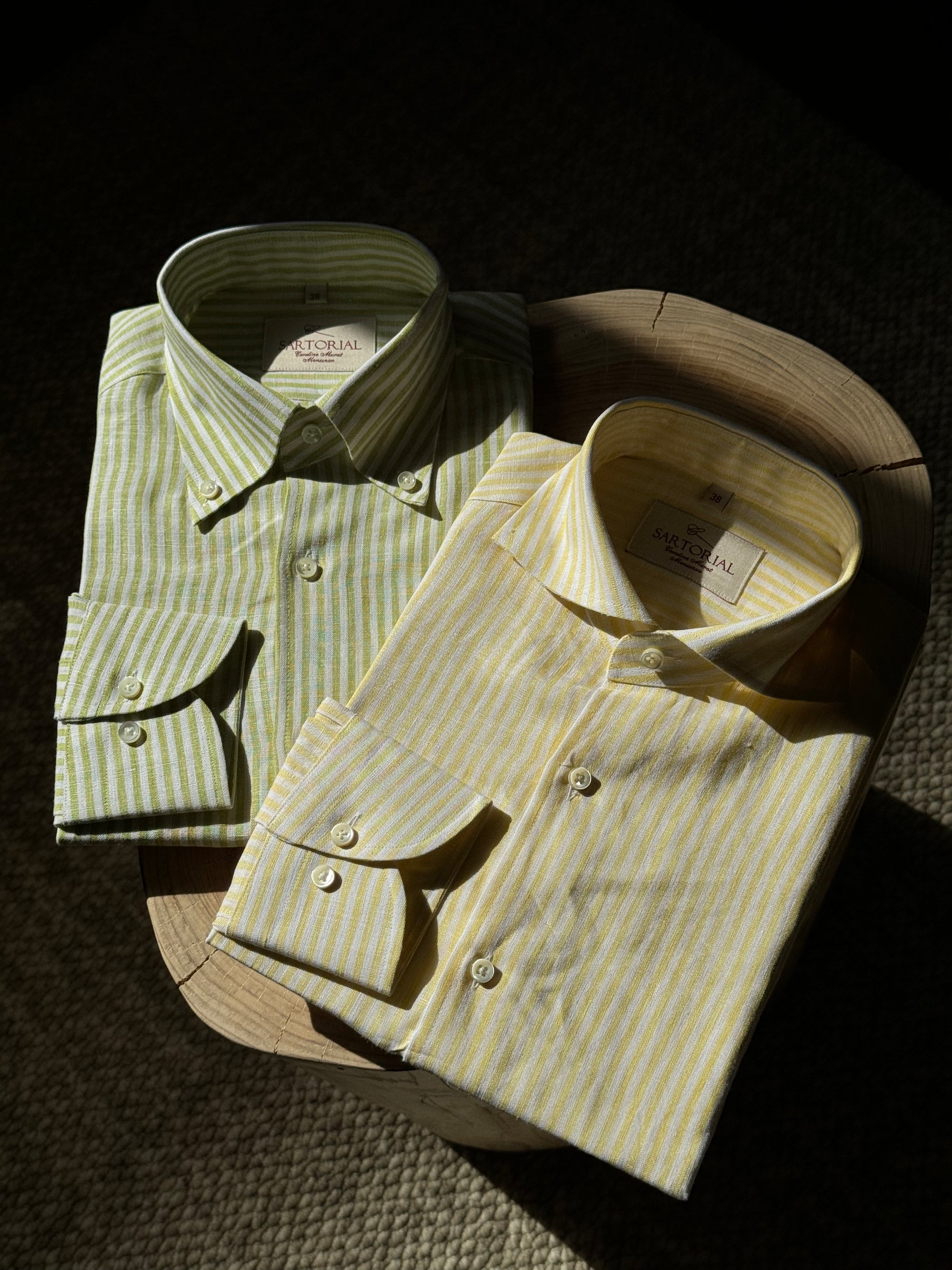 MTO Stipe Cotton Linen Blending Shirt #429 #430