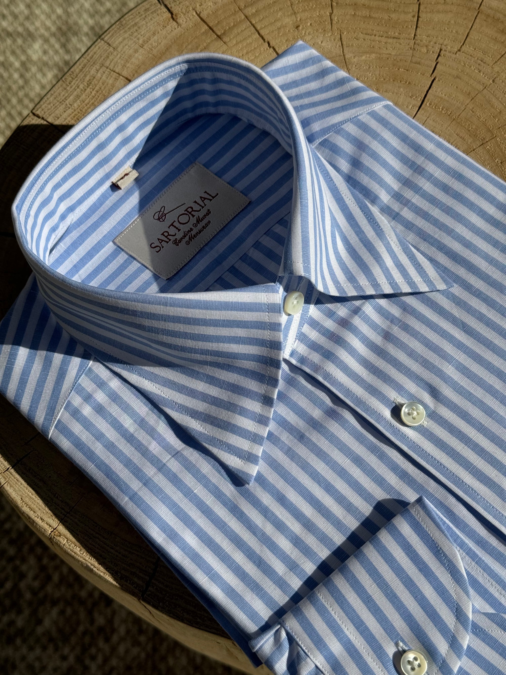MTO Stipe Cotton Linen Blending Shirt #421 #424