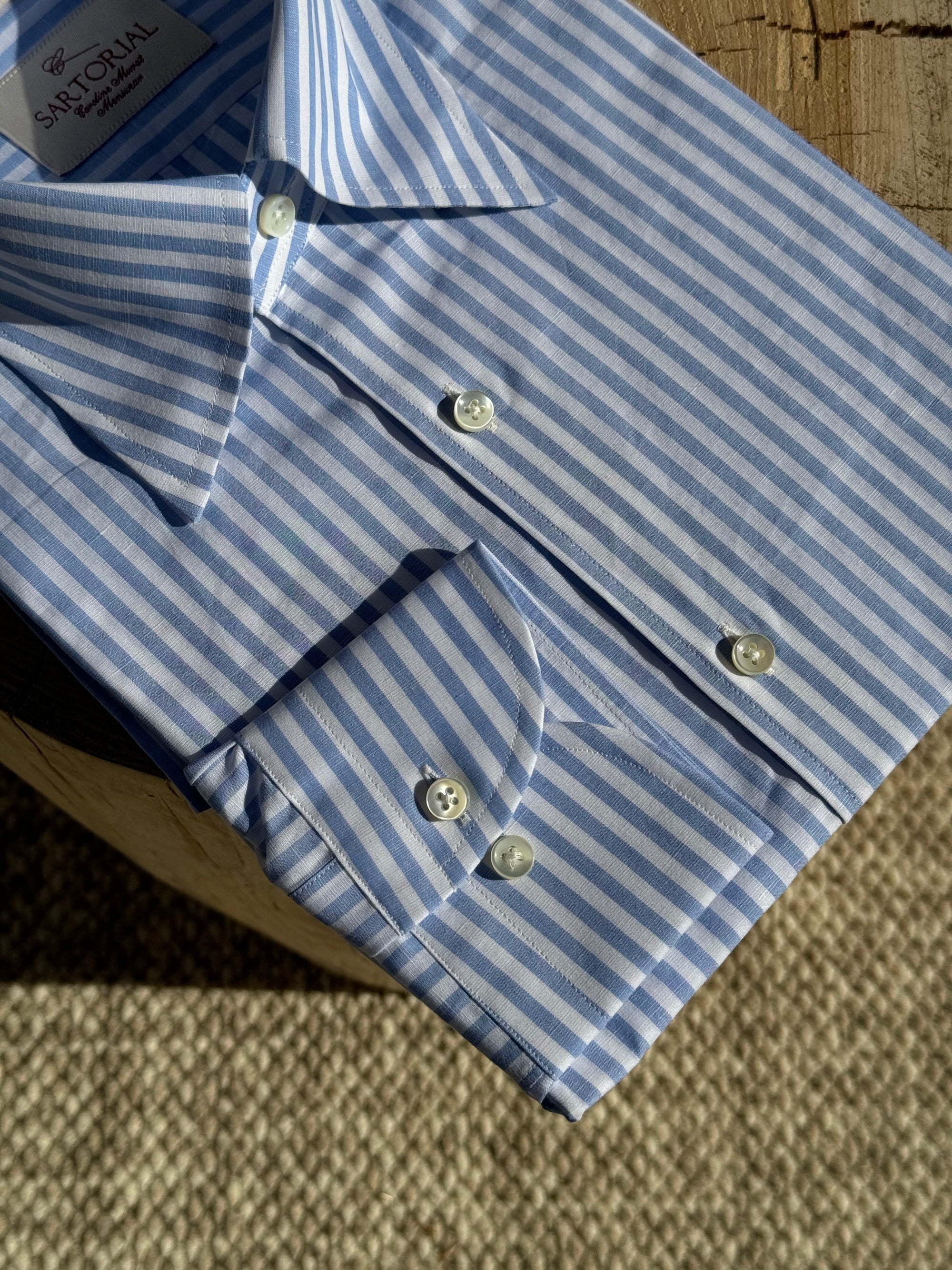 MTO Stipe Cotton Linen Blending Shirt #421 #424