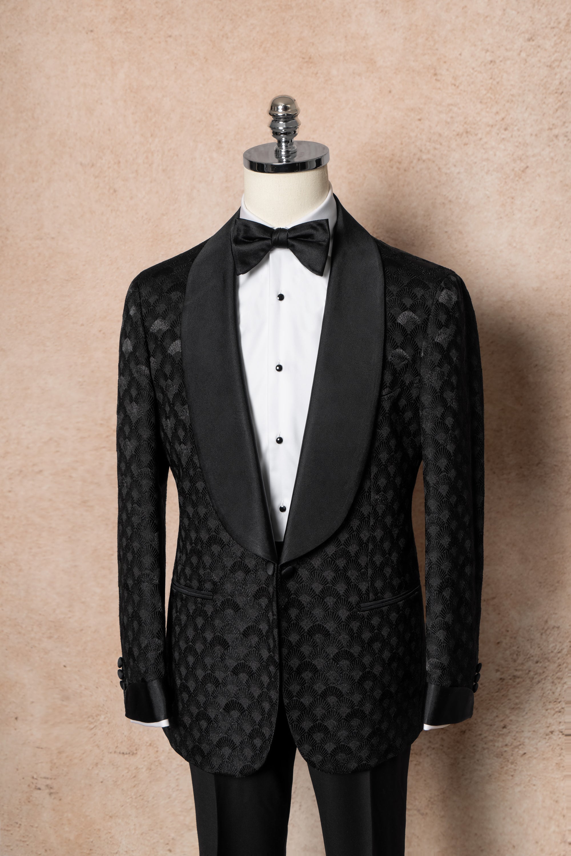 Black Terylene Spandex Shawl Lapel Dinner Jacket #117