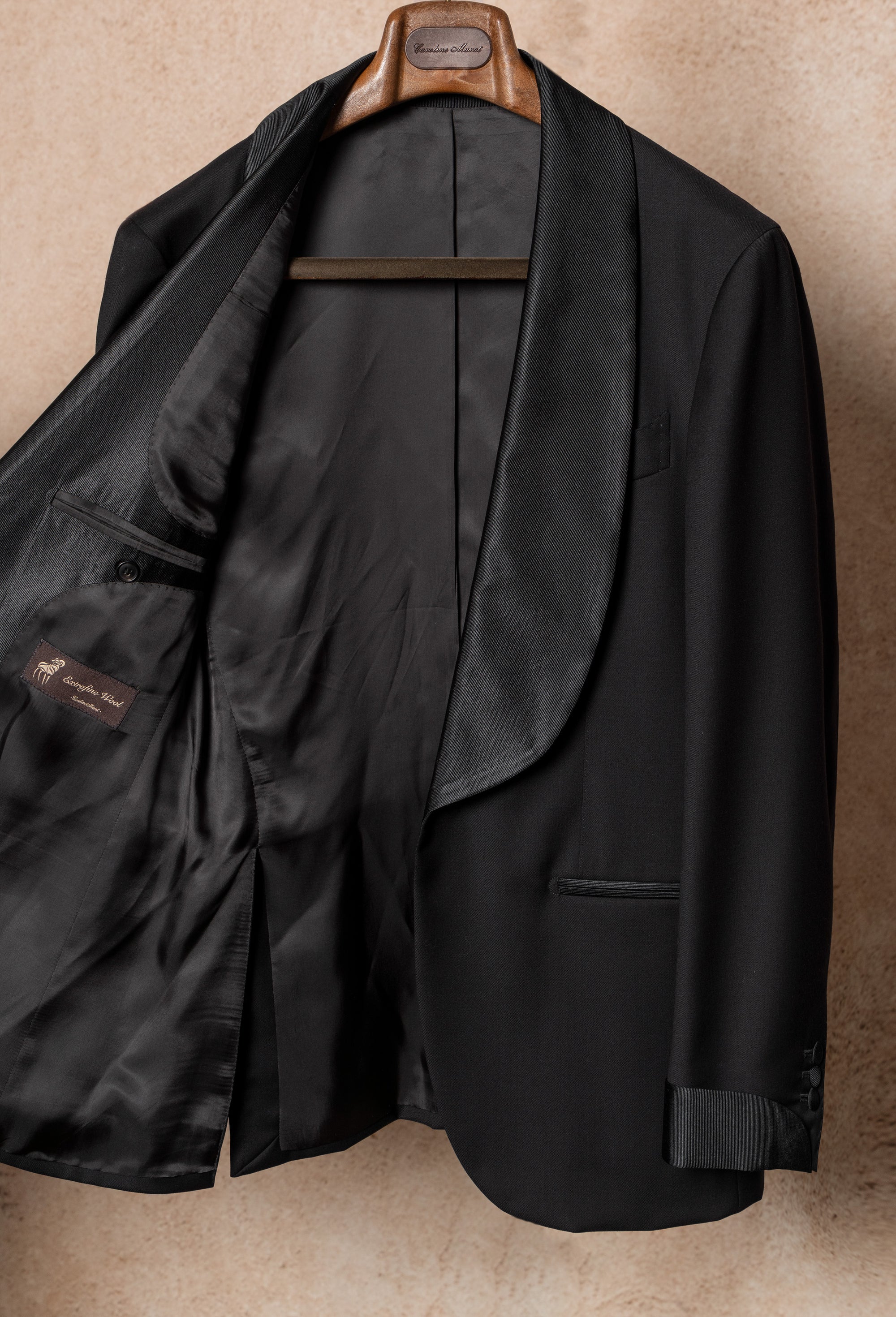 Black Wool Barathea Shawl Lapel Single Breasted Dinner Suit #219