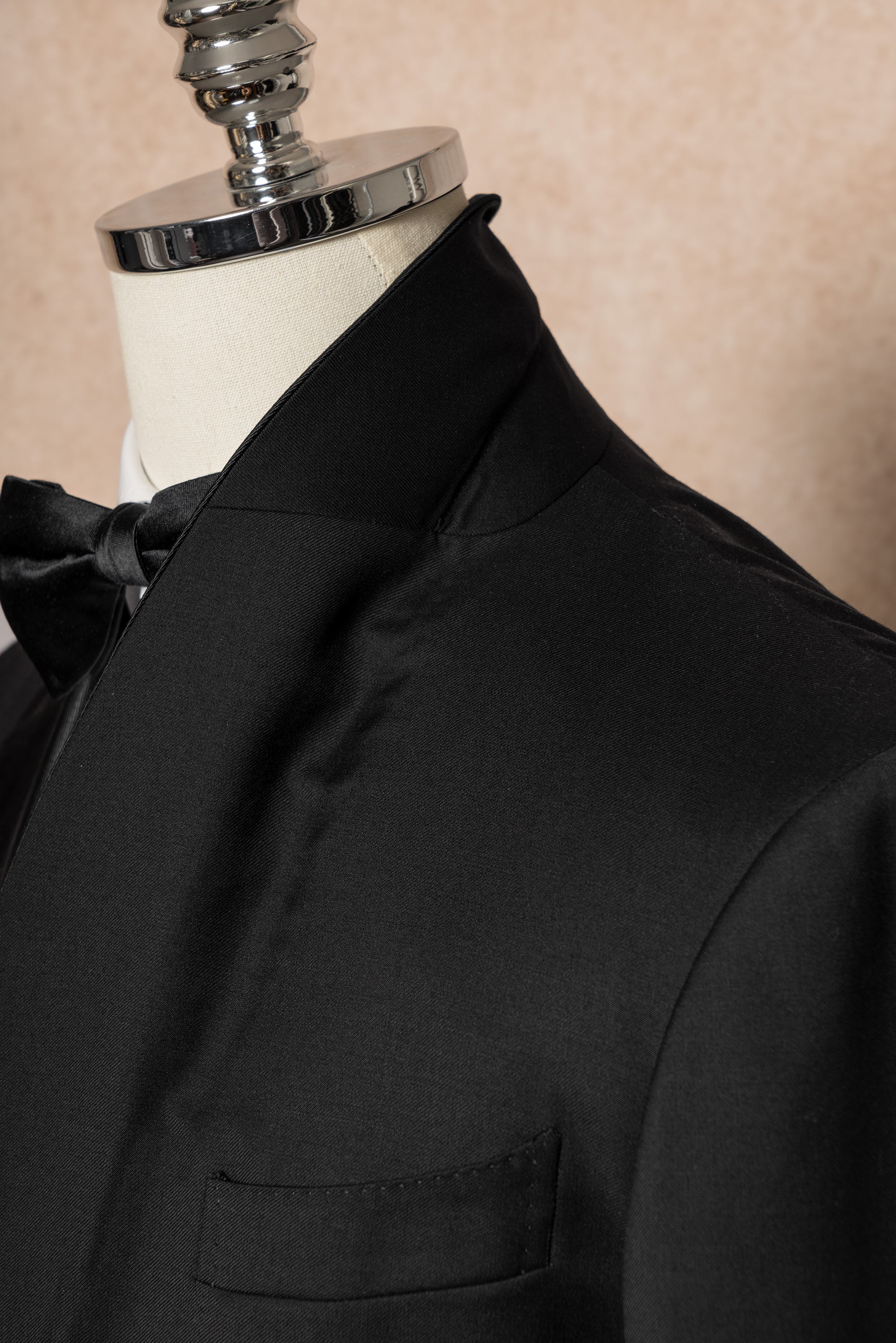 Black Wool Barathea Shawl Lapel Single Breasted Dinner Suit #219