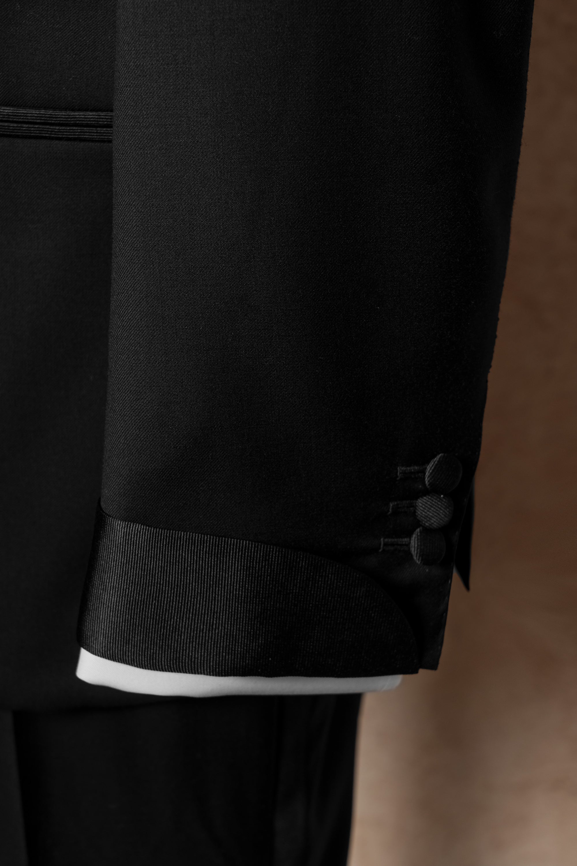 Black Wool Barathea Shawl Lapel Single Breasted Dinner Suit #219