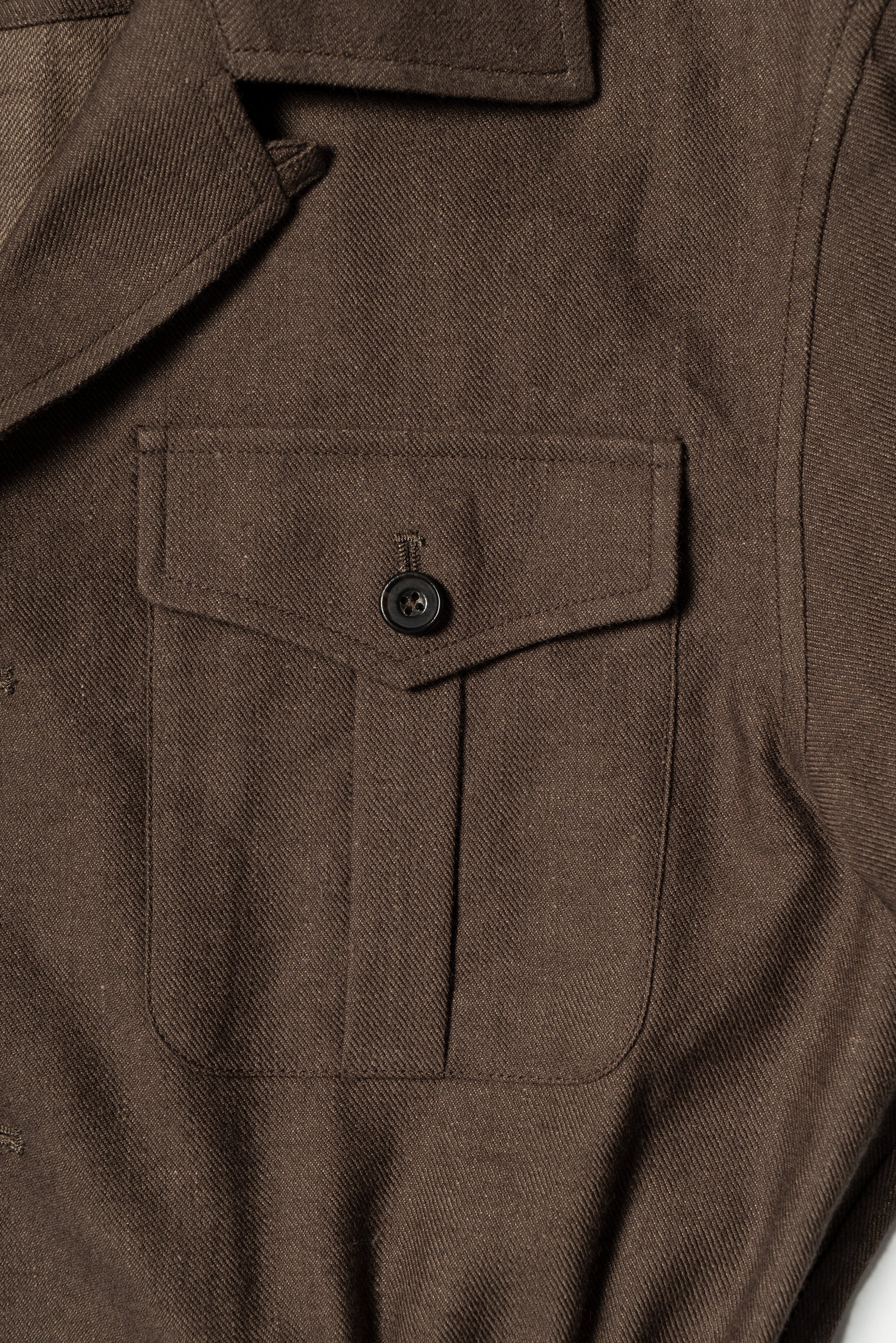 Brown Linen Wool Safari Jacket