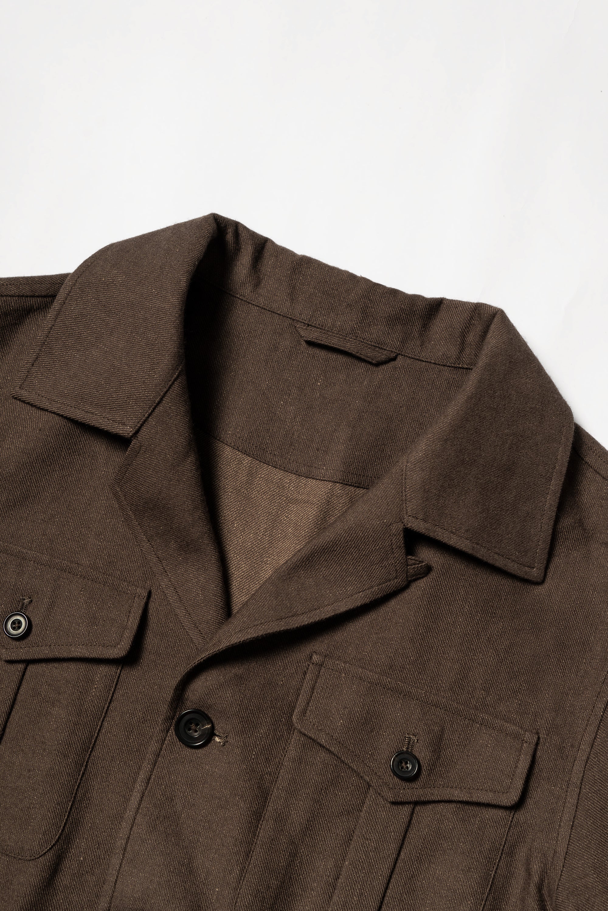 Brown Linen Wool Safari Jacket