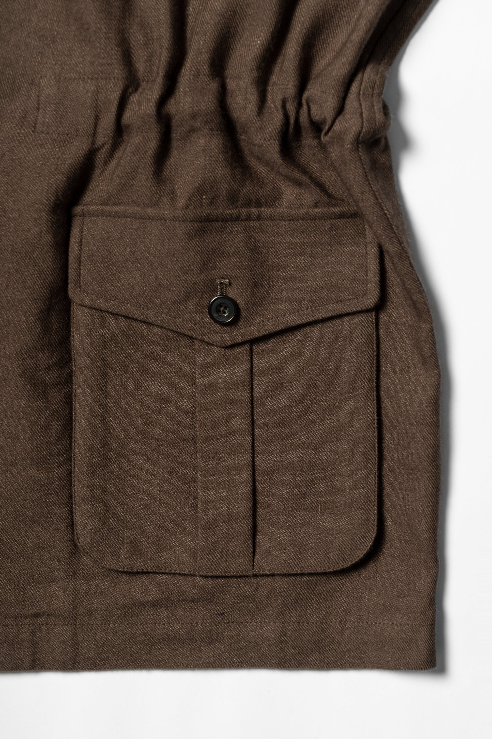 Brown Linen Wool Safari Jacket