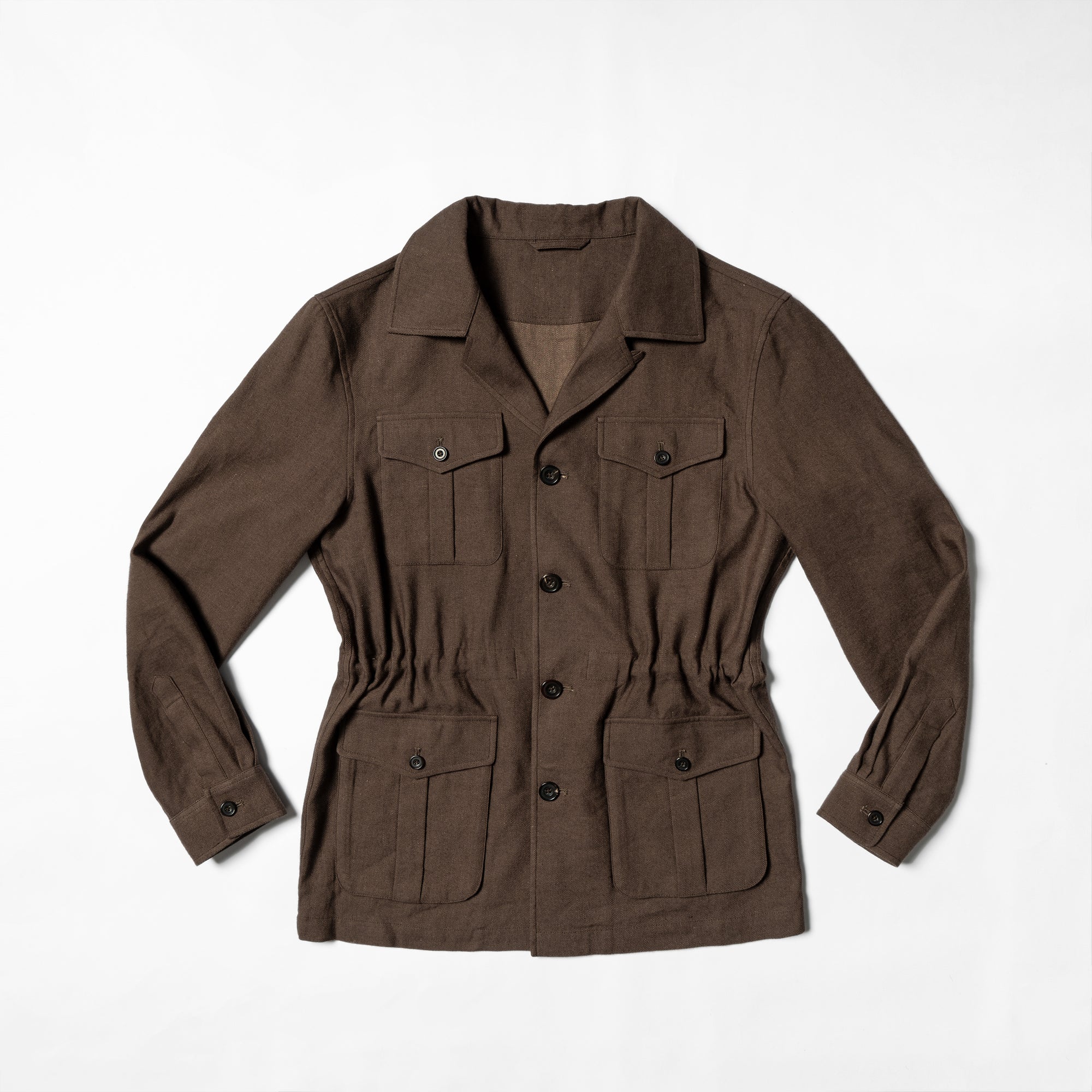 Brown Linen Wool Safari Jacket