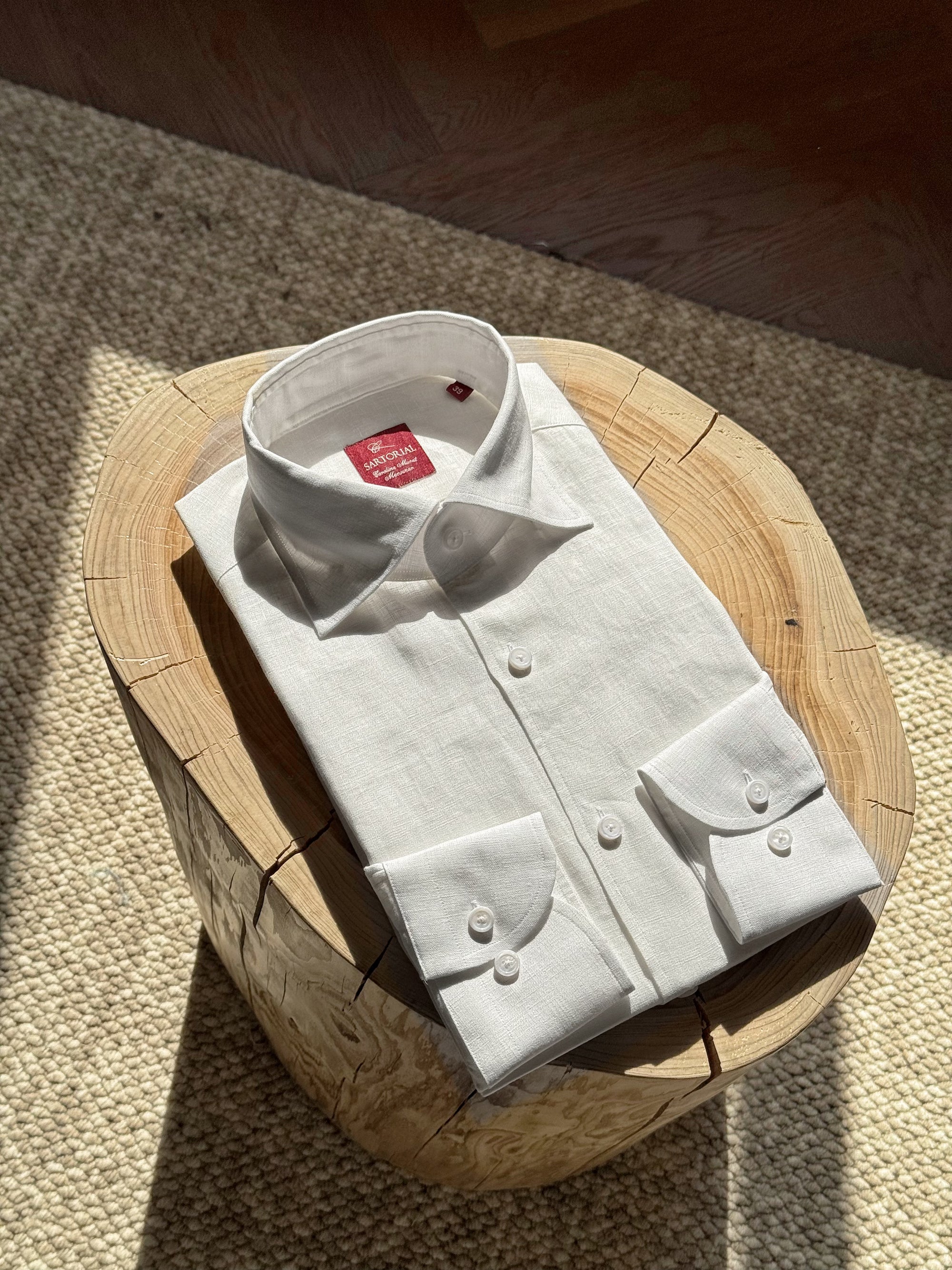 White / Pale Blue Linen Shirt