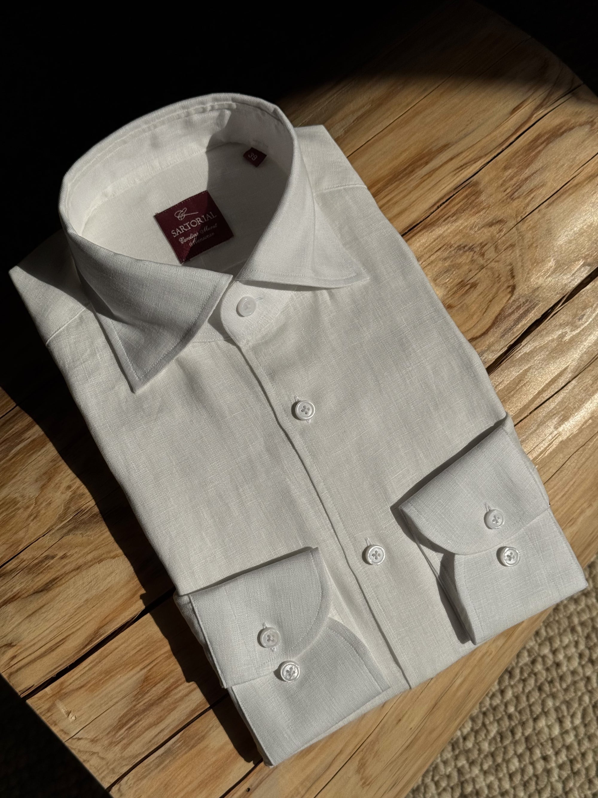 White / Pale Blue Linen Shirt