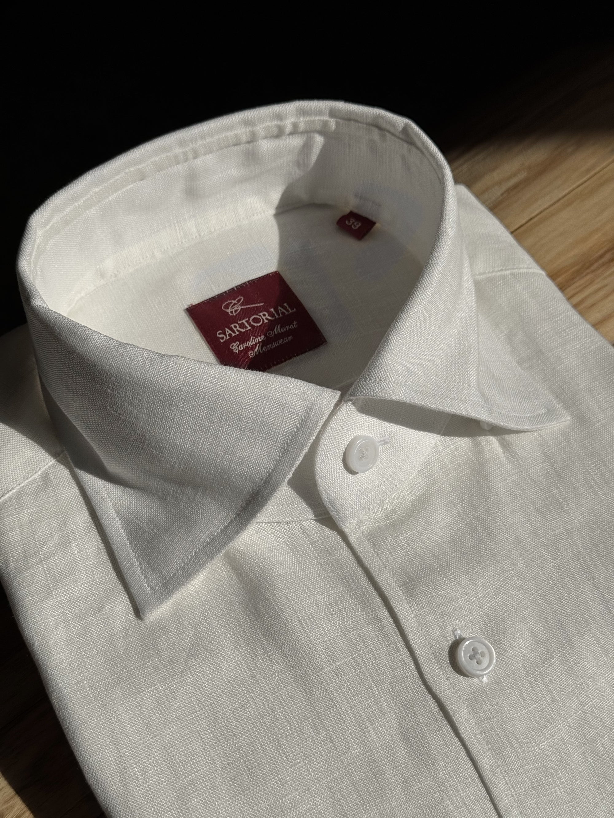 White / Pale Blue Linen Shirt