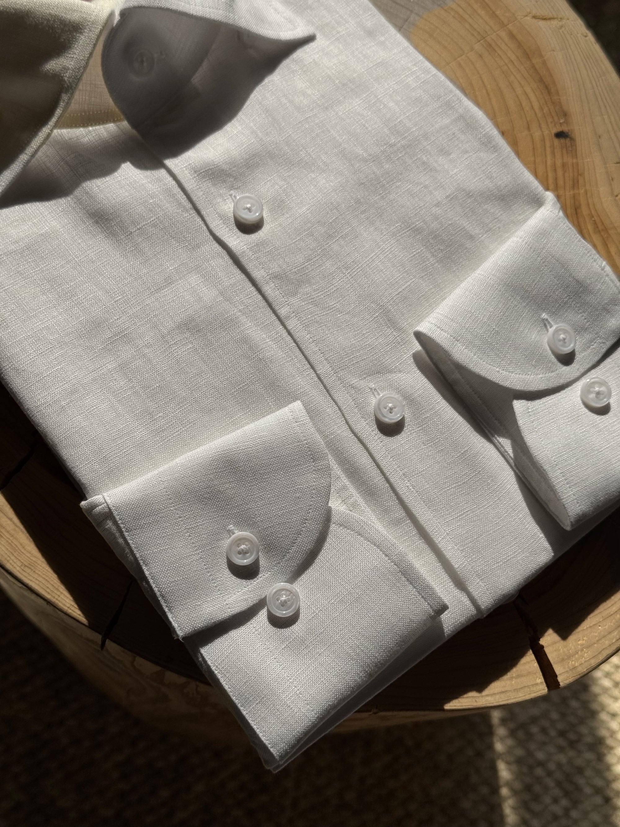 White / Pale Blue Linen Shirt