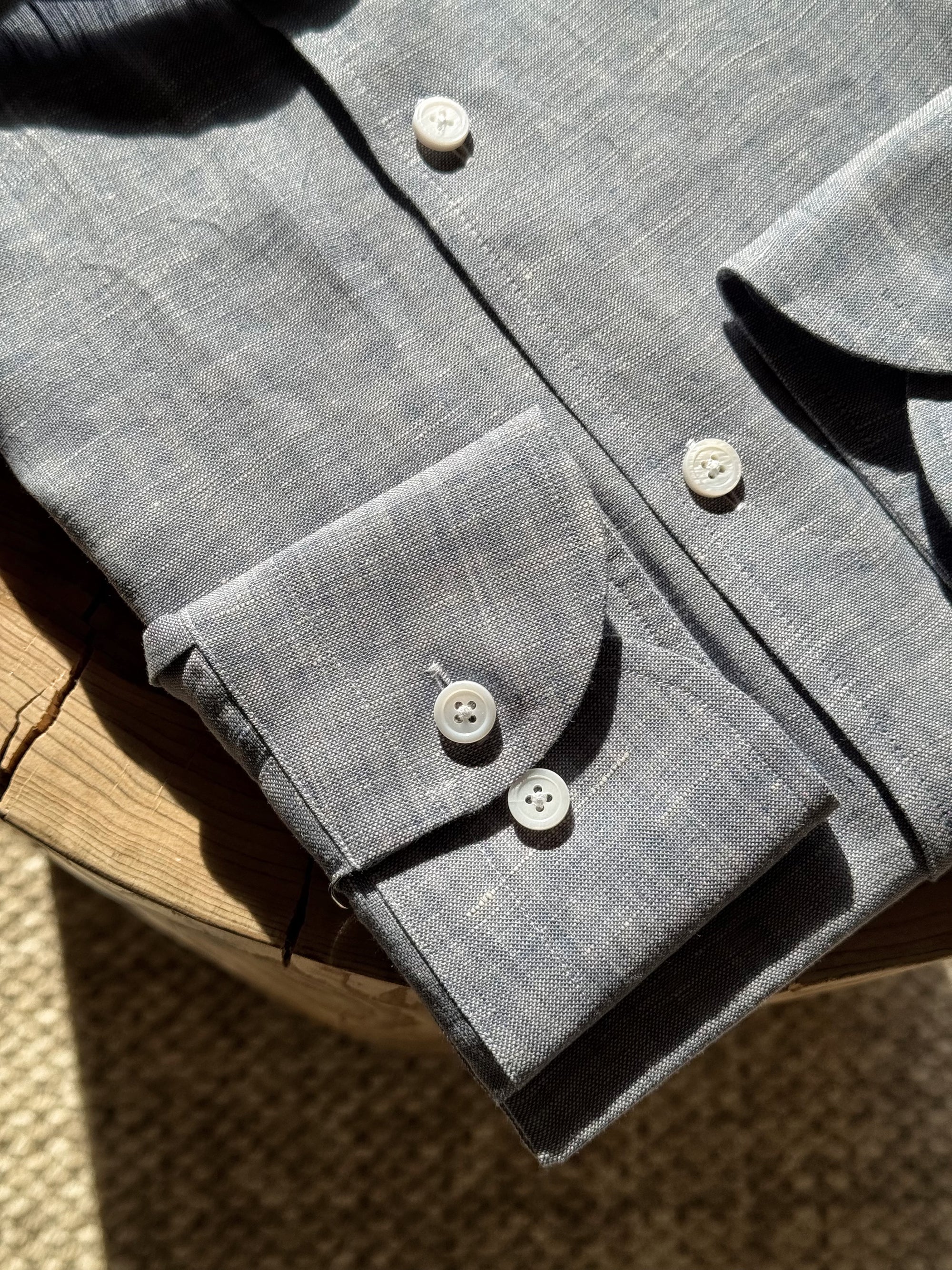 White / Pale Blue Linen Shirt