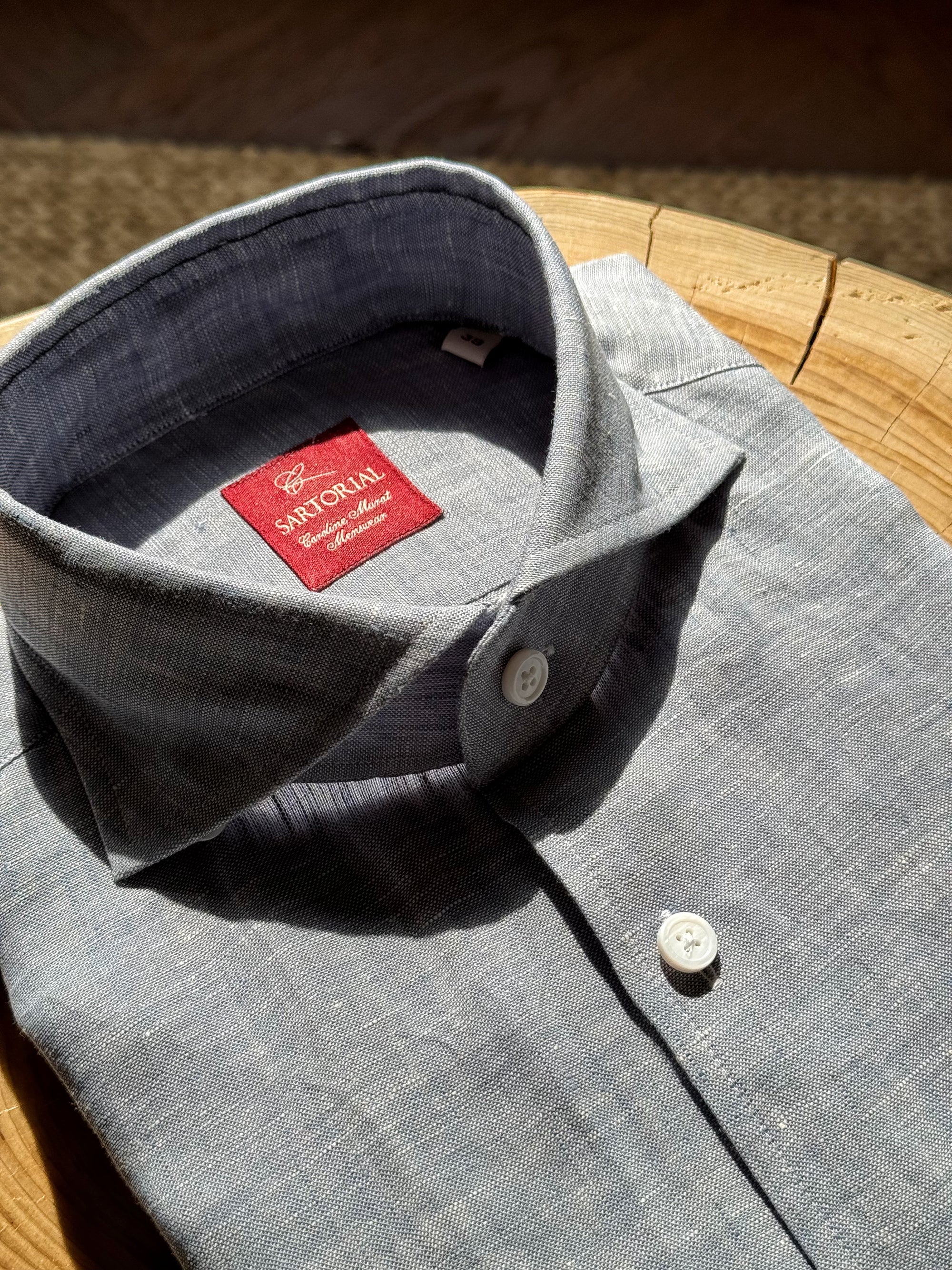 White / Pale Blue Linen Shirt