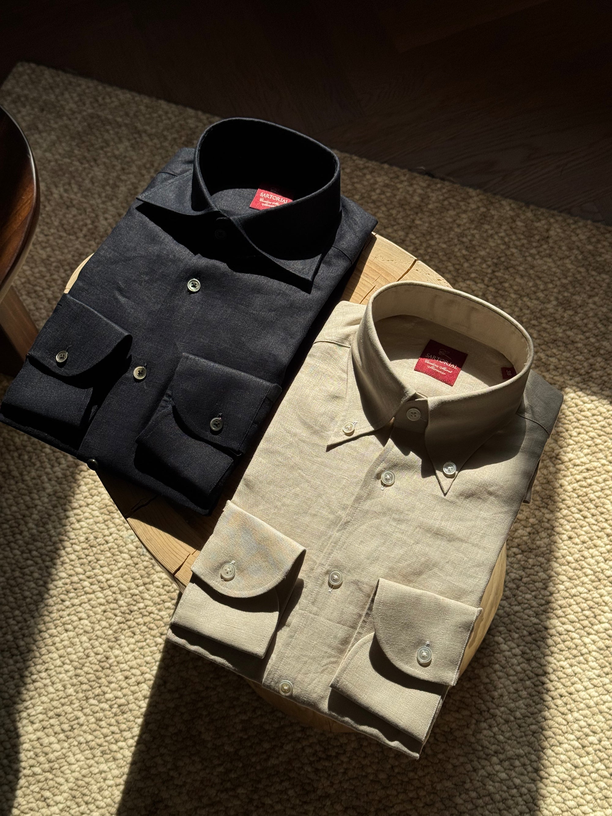 Camel / Ink Linen Shirt