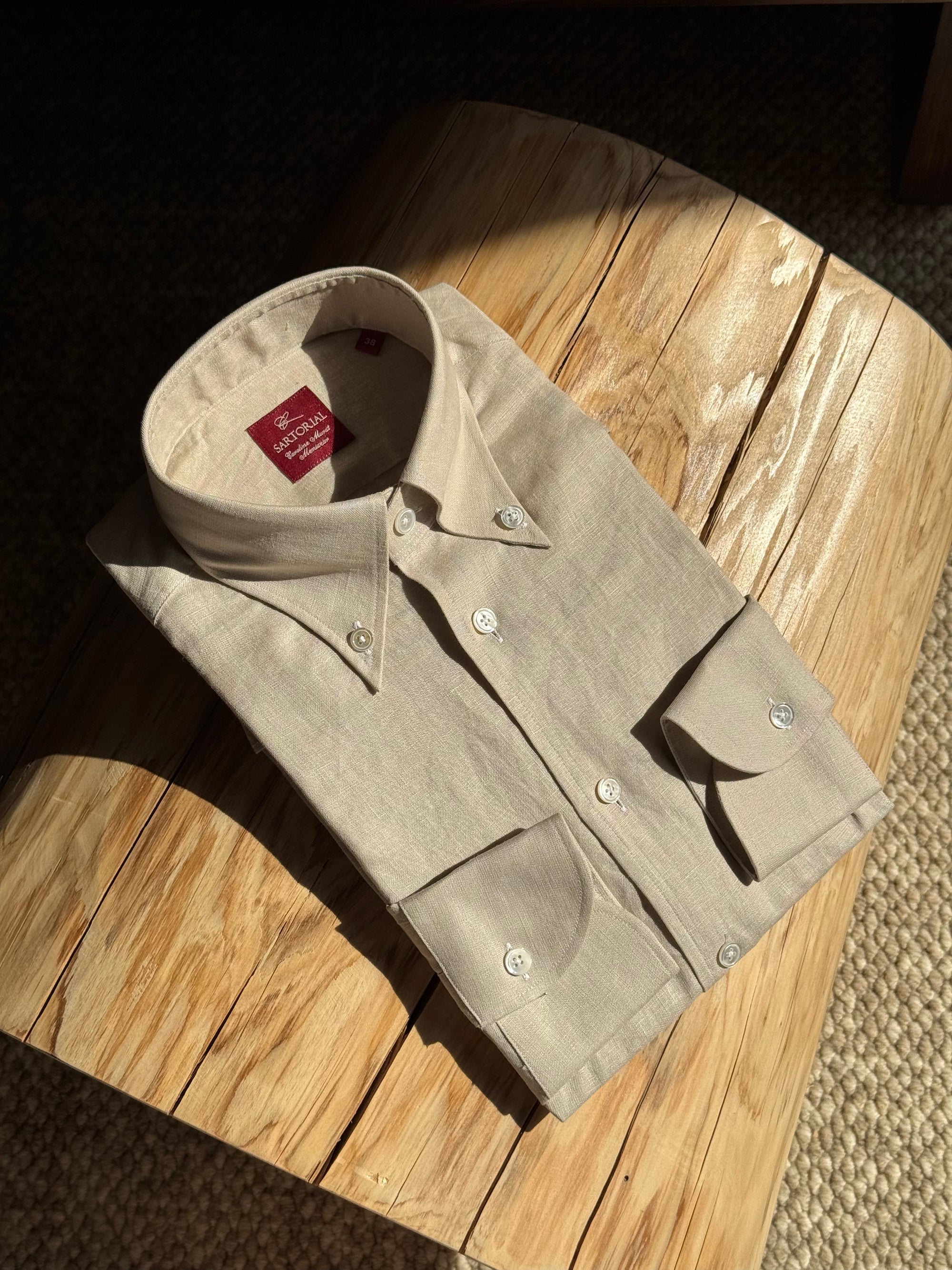 Camel / Ink Linen Shirt