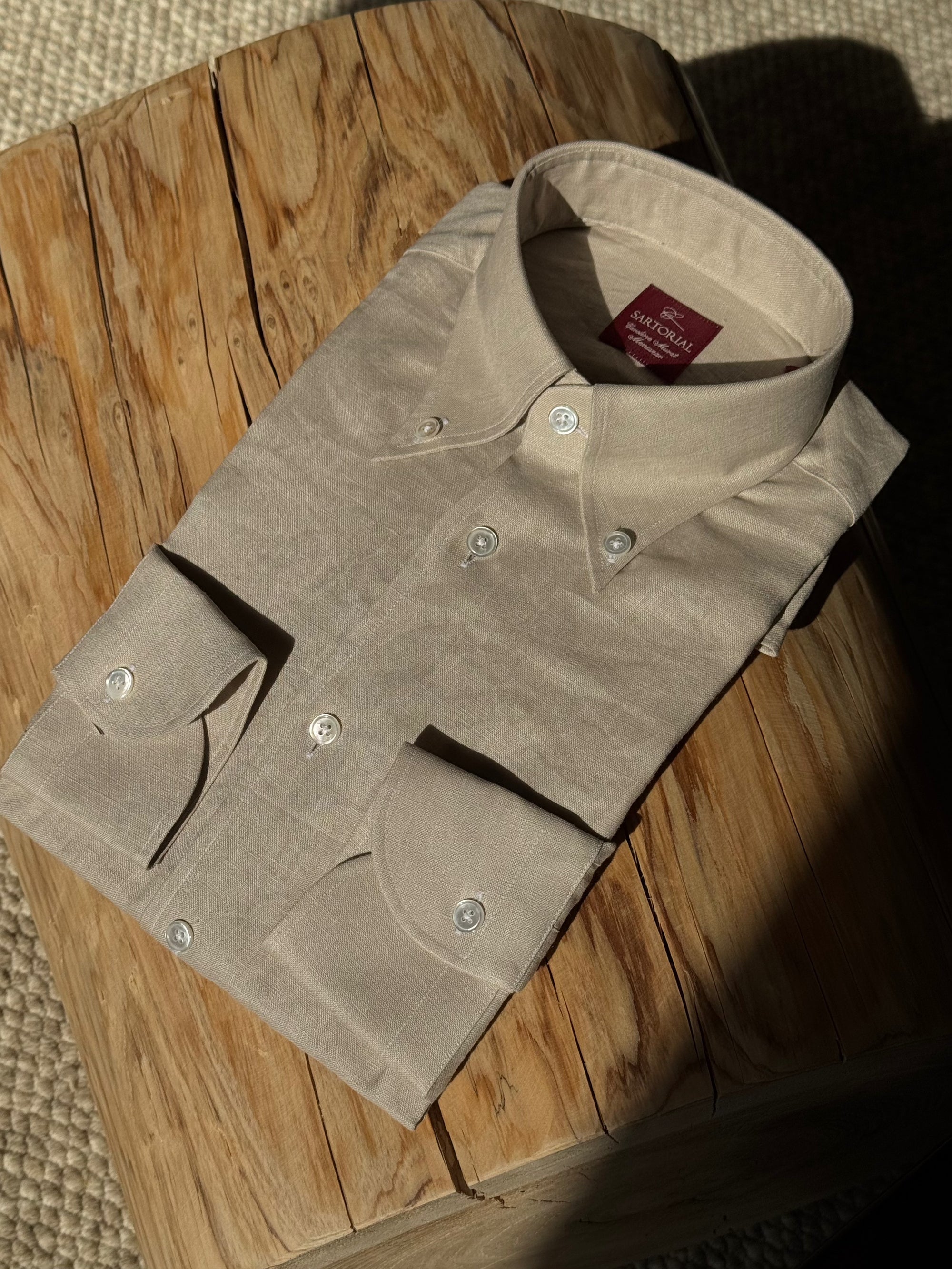 Camel / Ink Linen Shirt