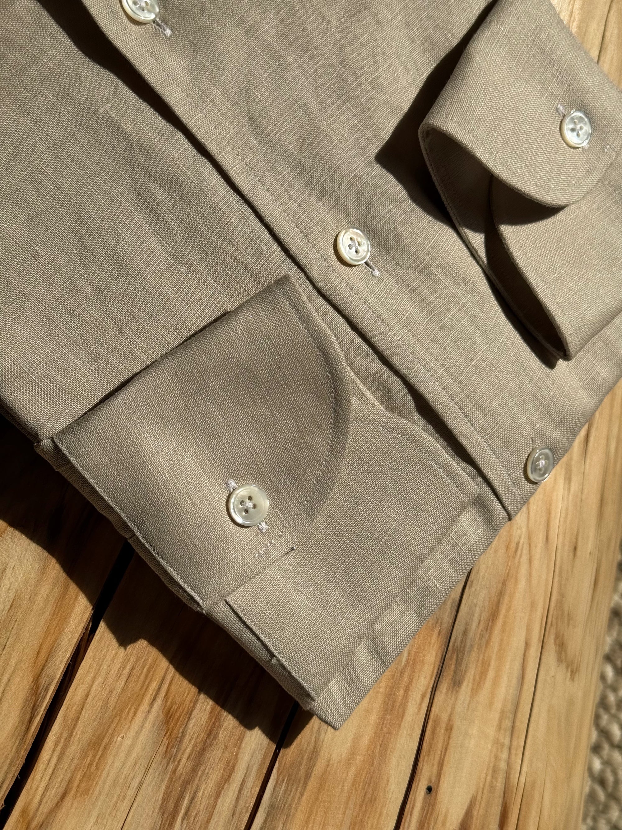 Camel / Ink Linen Shirt