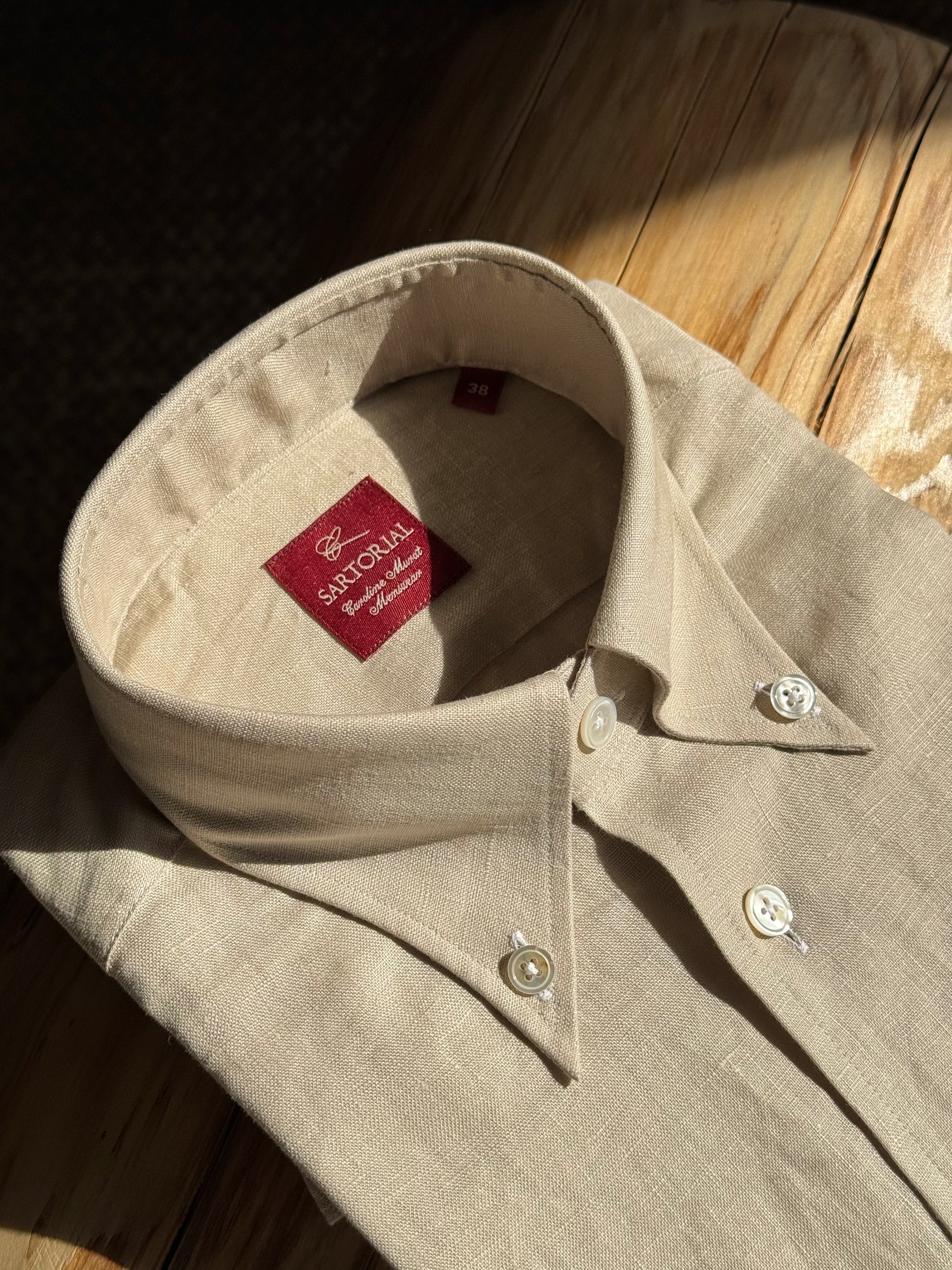 Camel / Ink Linen Shirt