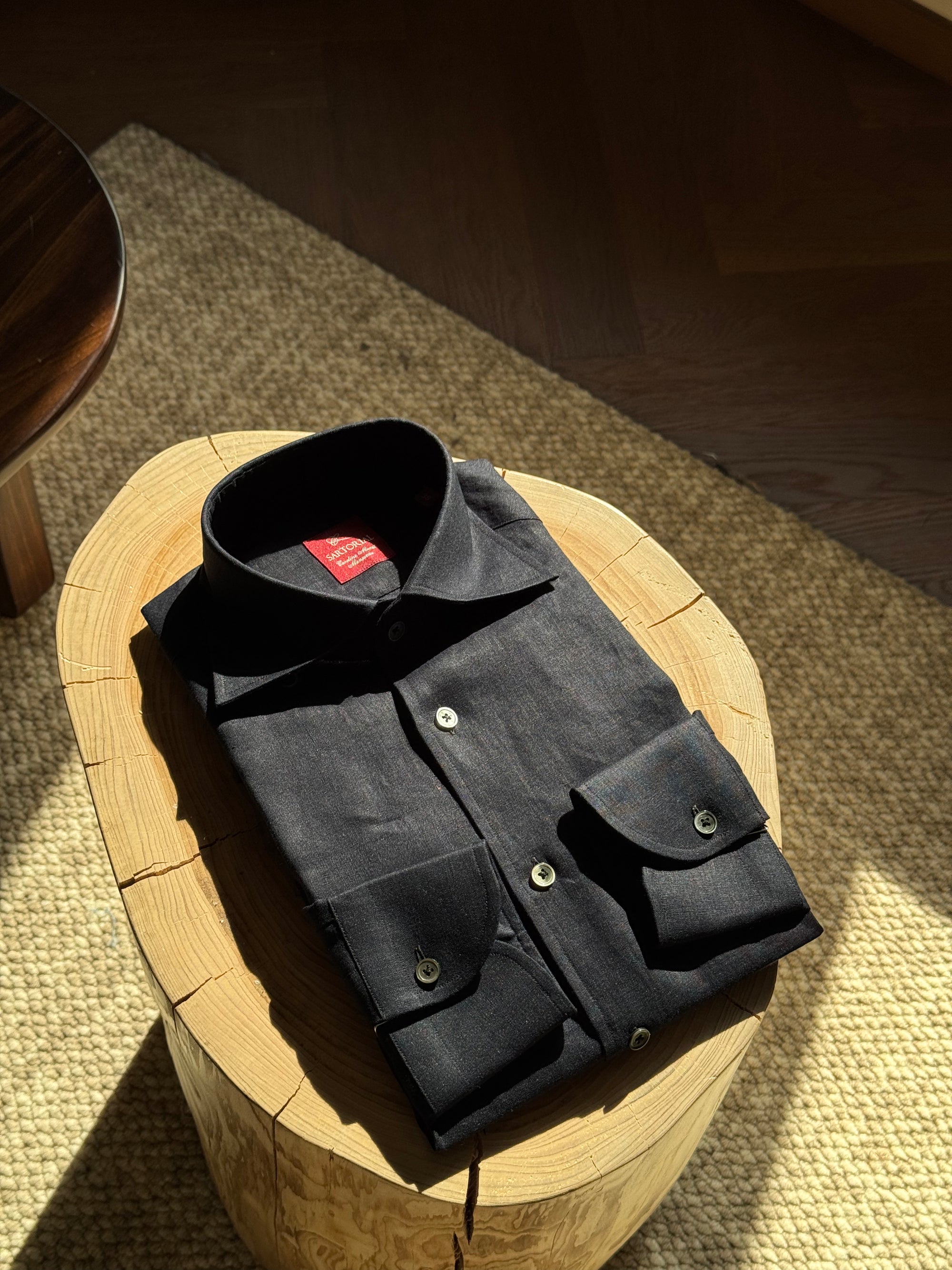 Camel / Ink Linen Shirt