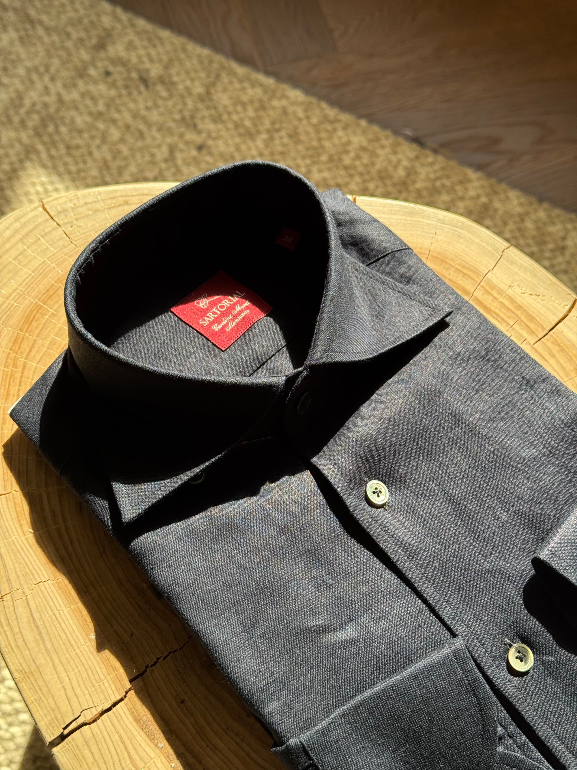 Camel / Ink Linen Shirt