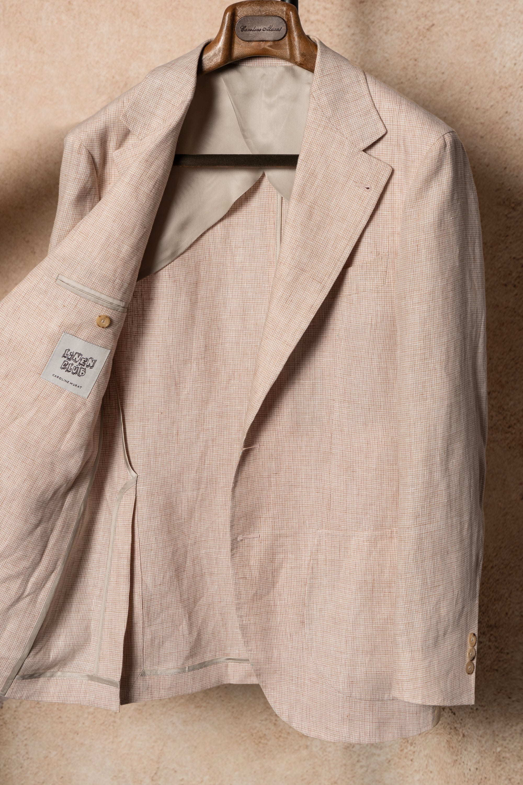 Tangerine Micro Houndstooth Linen Jacket #310