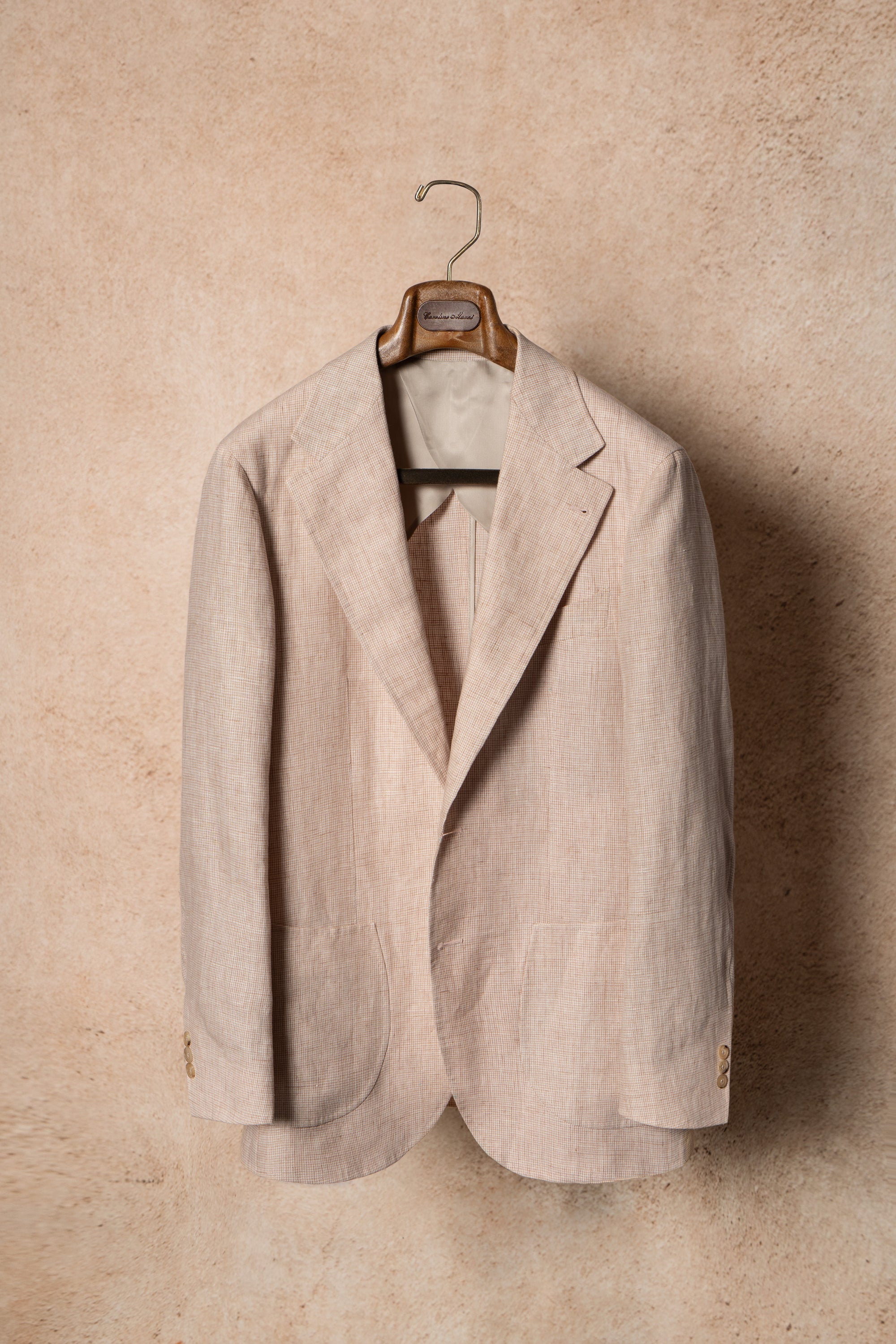 Tangerine Micro Houndstooth Linen Jacket #310