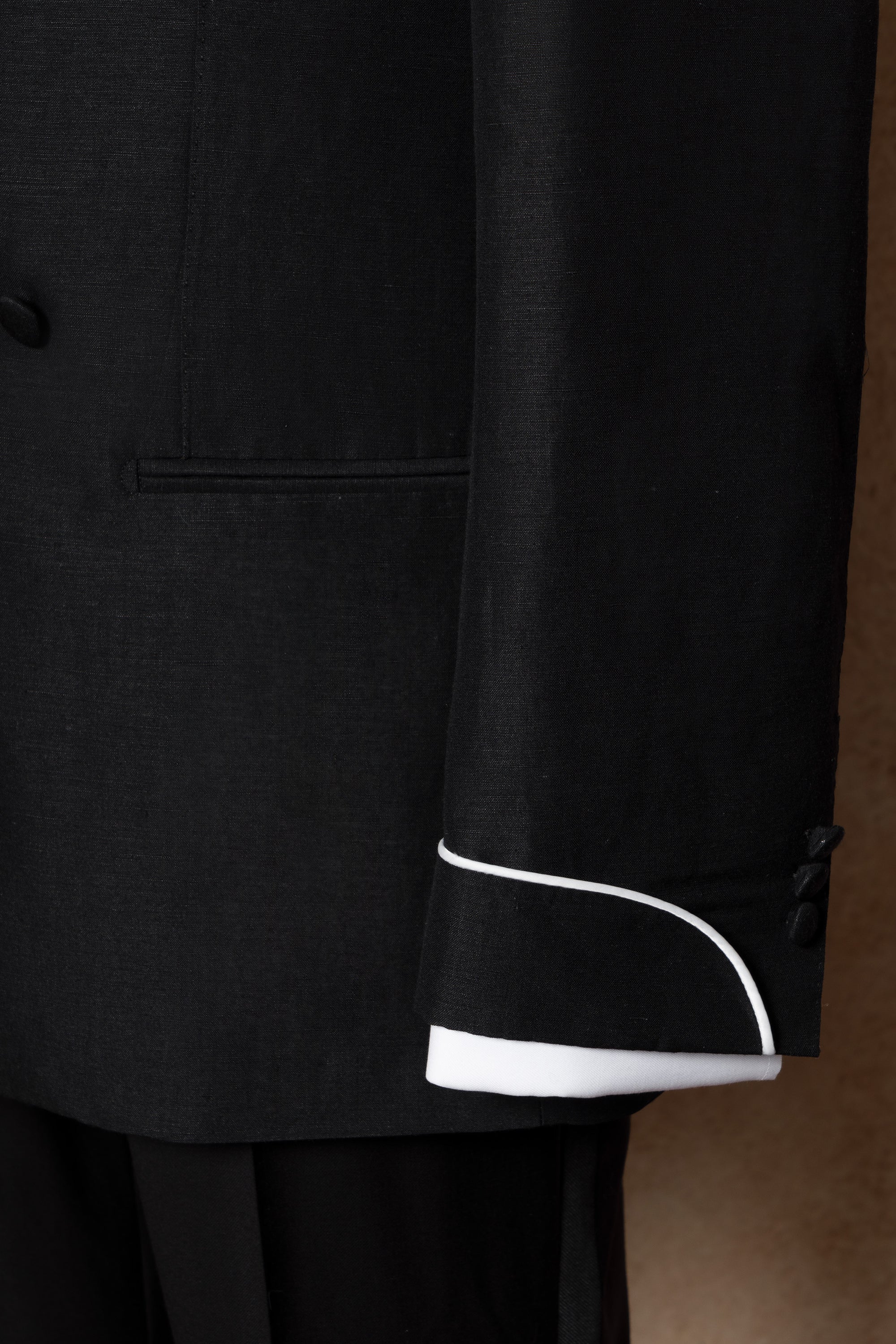 Midnight Linen Wool Shawl Lapel Dinner Jacket #297