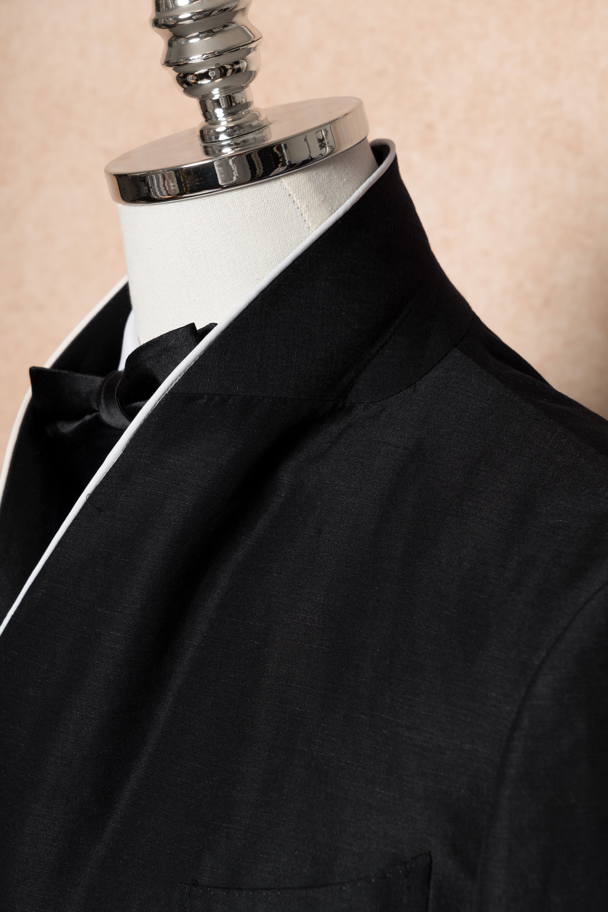 Midnight Linen Wool Shawl Lapel Dinner Jacket #297