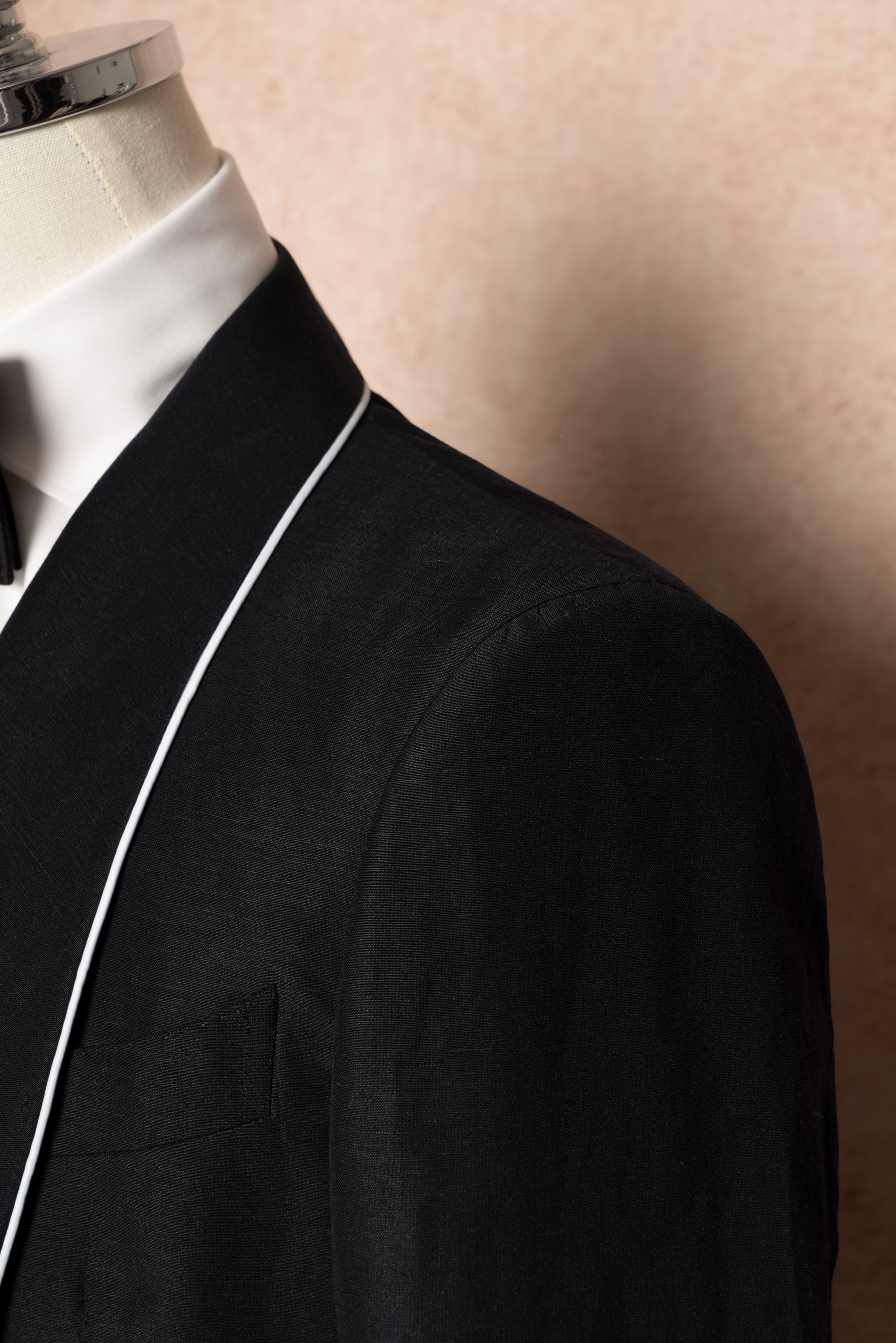 Midnight Linen Wool Shawl Lapel Dinner Jacket #297