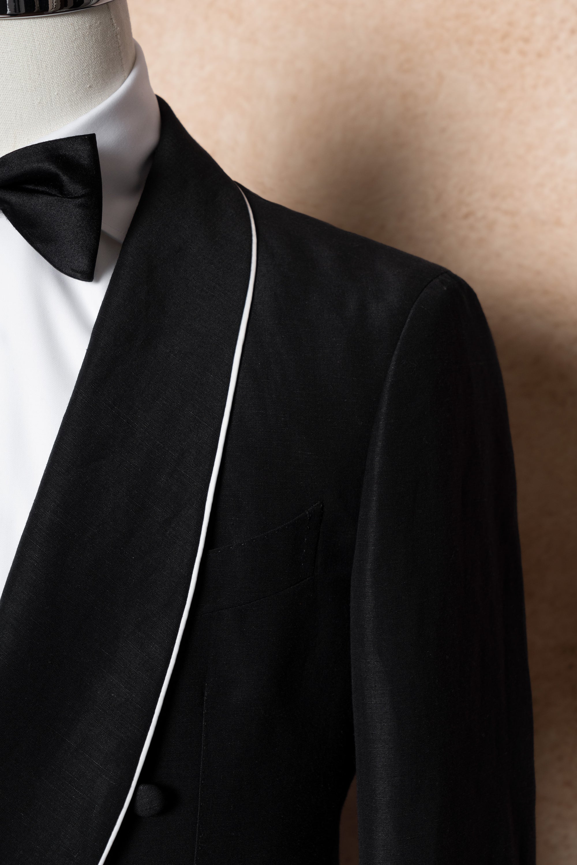 Midnight Linen Wool Shawl Lapel Dinner Jacket #297