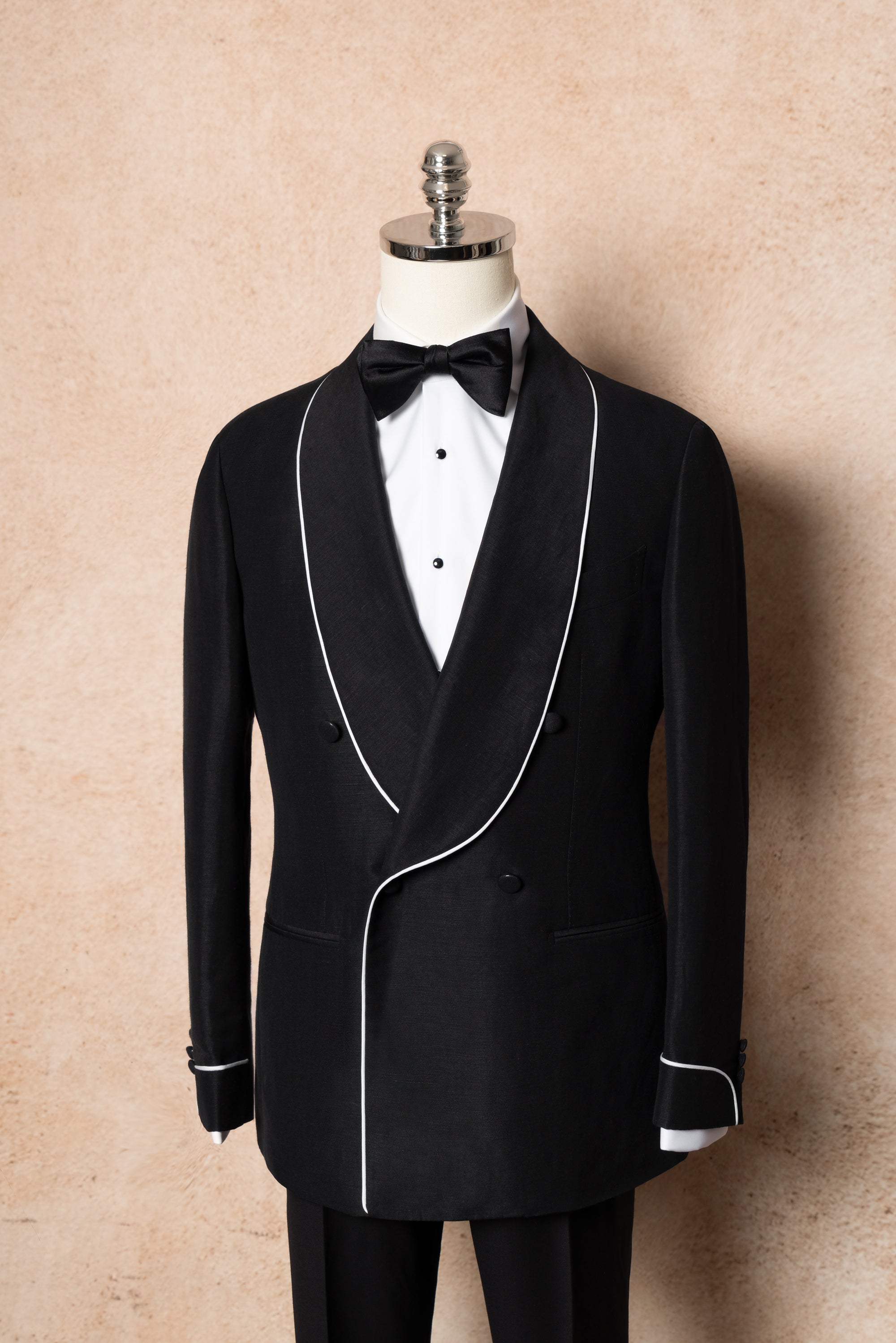 Midnight Linen Wool Shawl Lapel Dinner Jacket #297