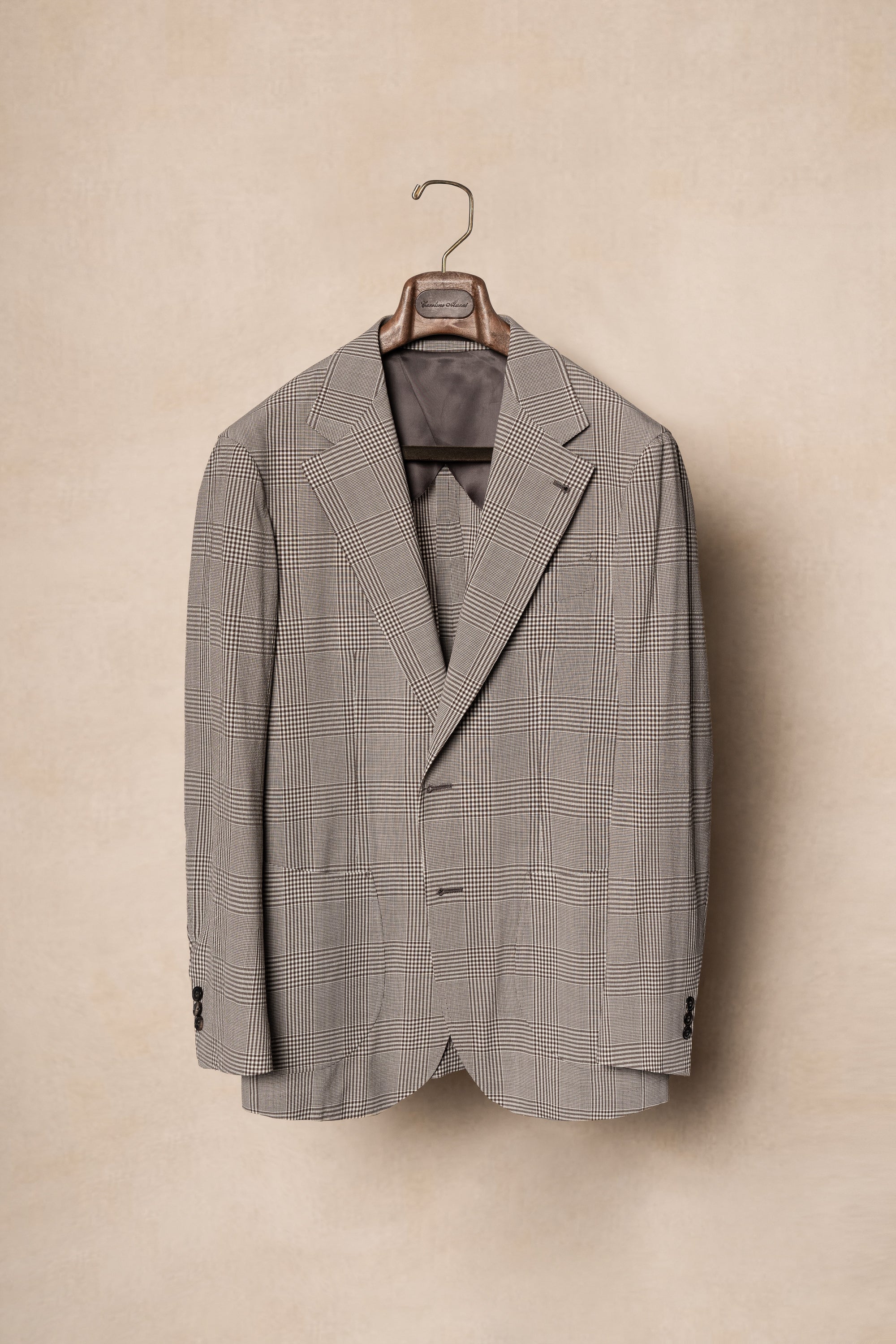 MTO Brown Glen Check Wool Seersucker Jacket #99