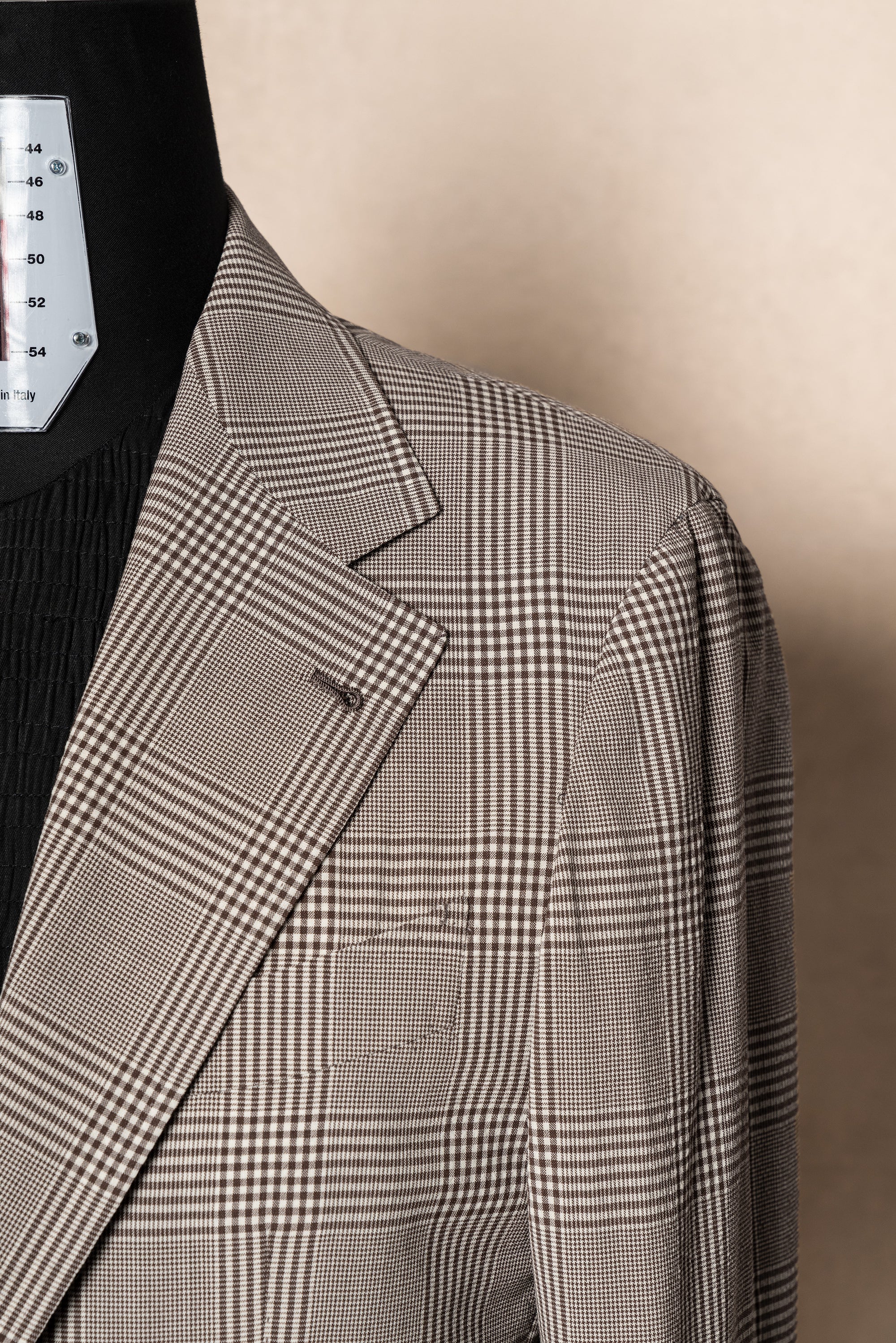 MTO Brown Glen Check Wool Seersucker Jacket #99