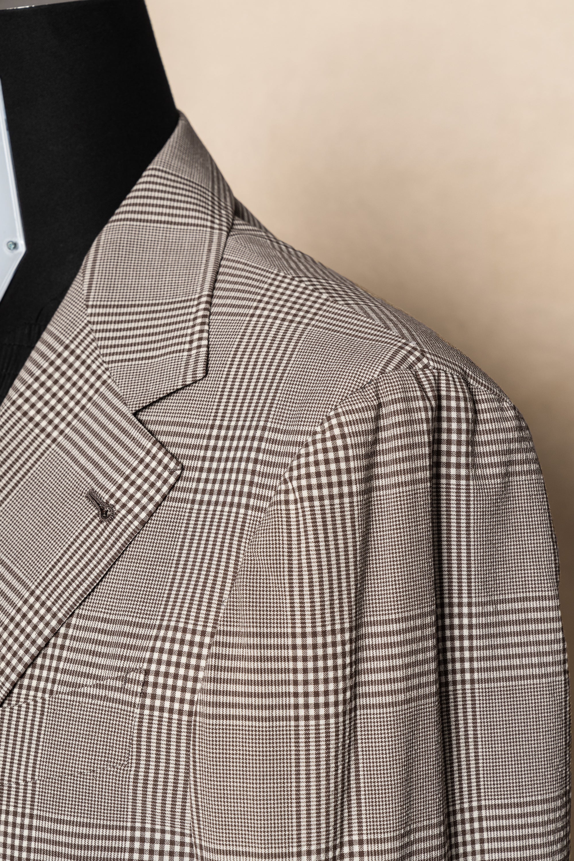 MTO Brown Glen Check Wool Seersucker Jacket #99